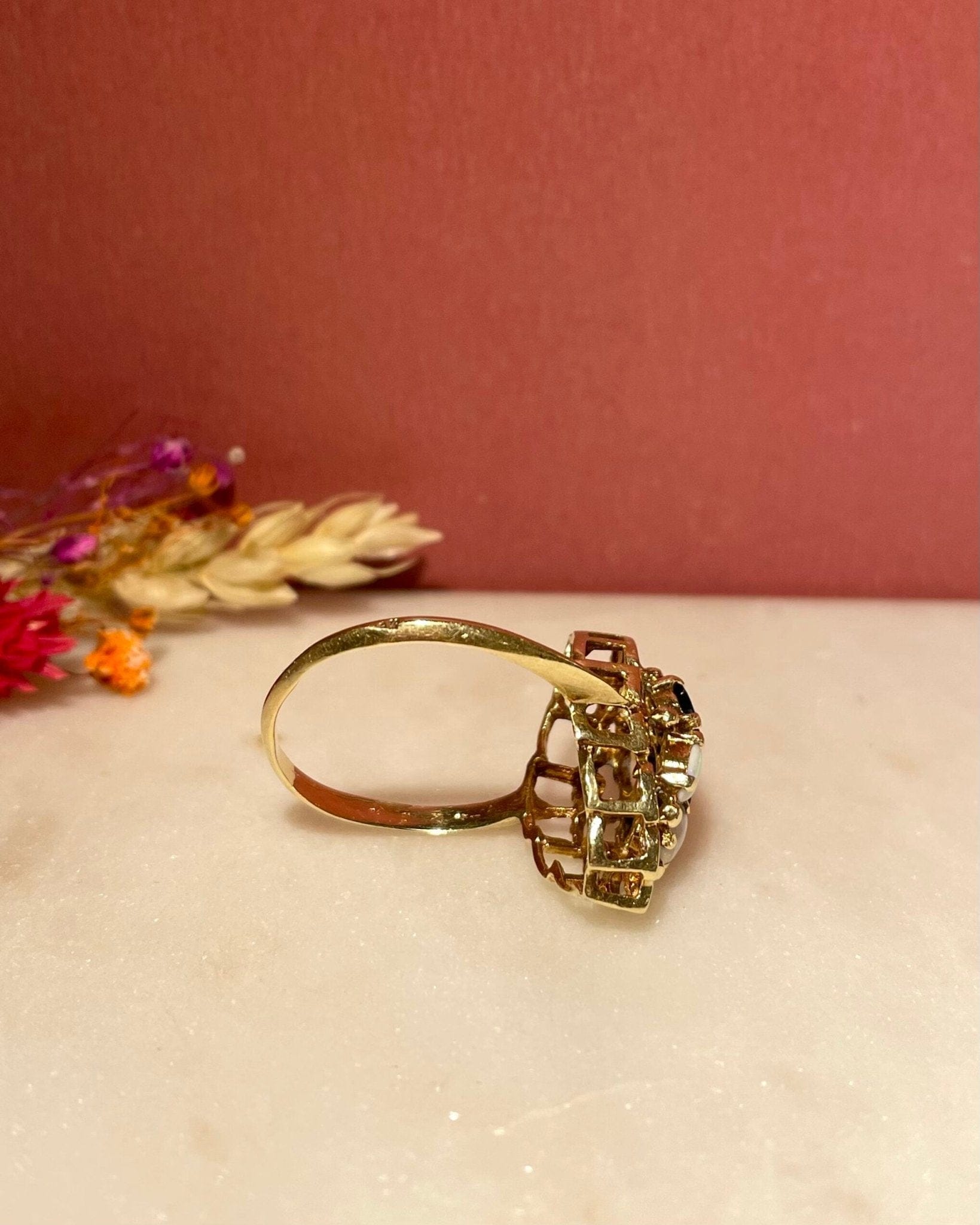 Bague Vintage Marquise Saphirs & Opales "Torine" - Elliade Paris