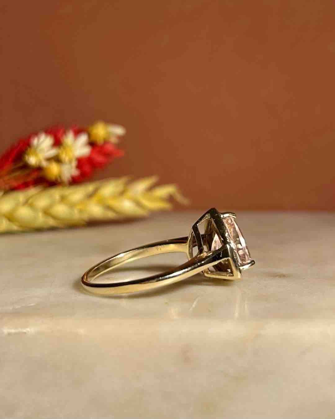 Bague vintage Morganite 2 carats et Diamants "Elia" - Elliade Paris