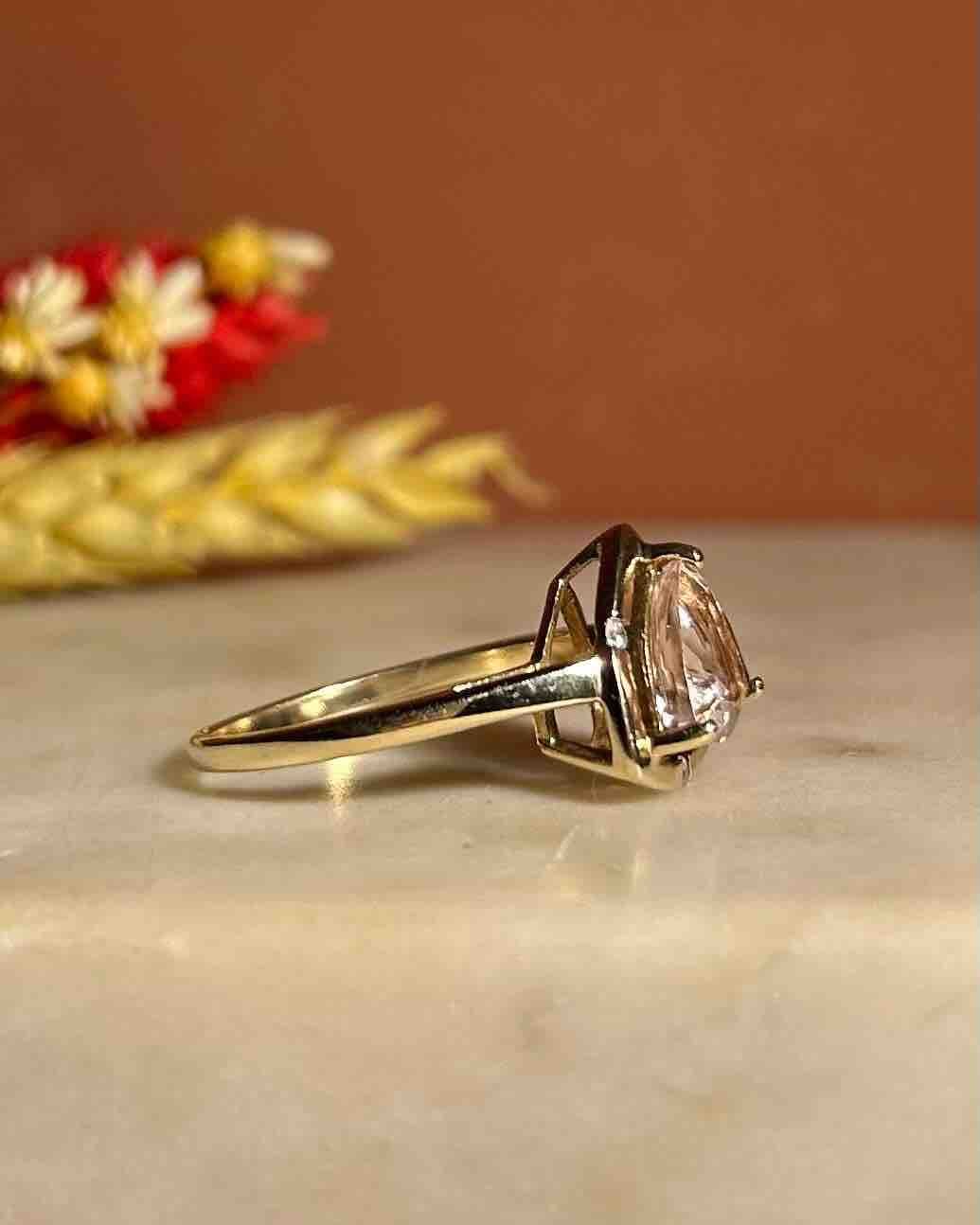 Bague vintage Morganite 2 carats et Diamants "Elia" - Elliade Paris