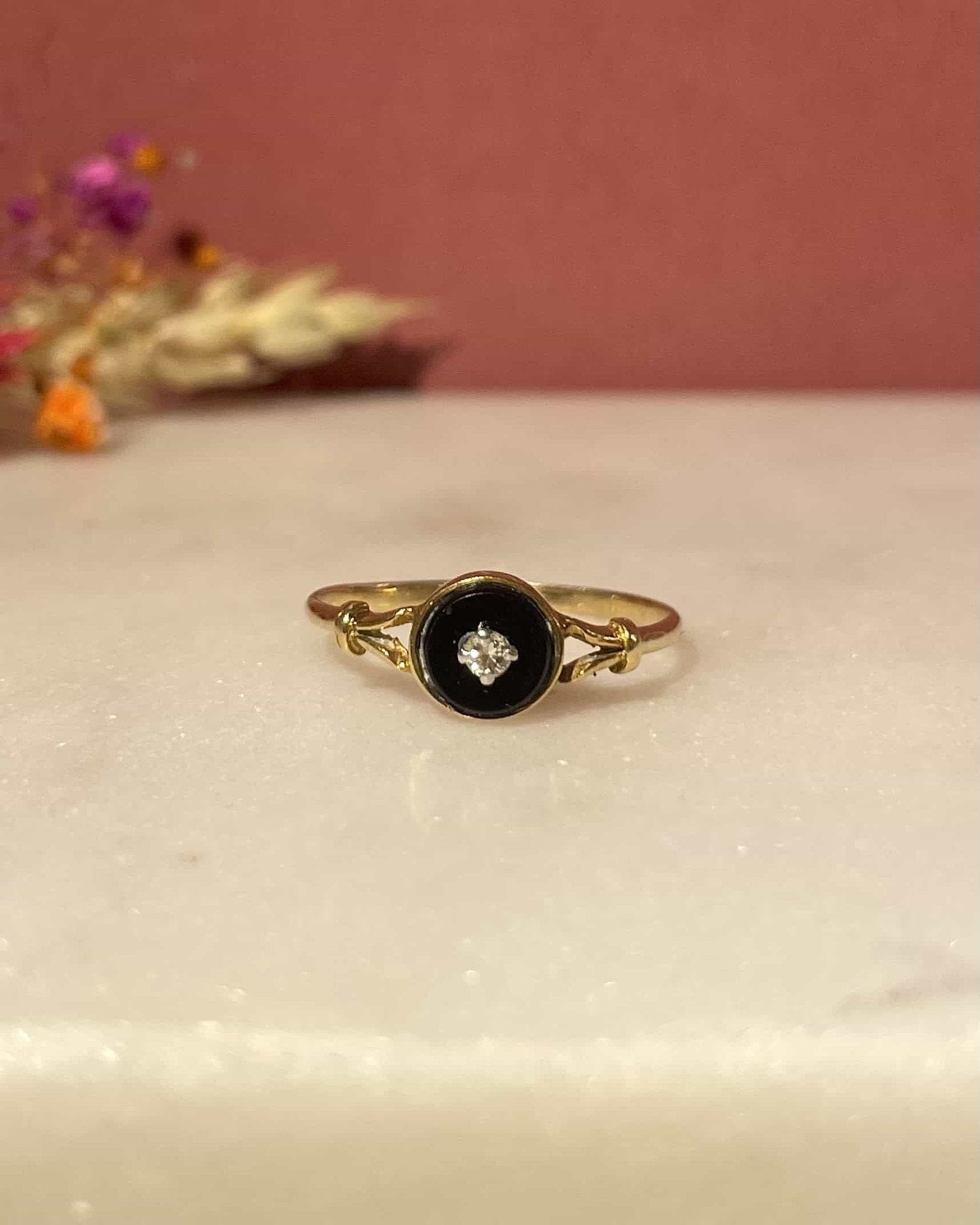 Bague Vintage Onyx & Diamant "Eleonore" - Elliade Paris