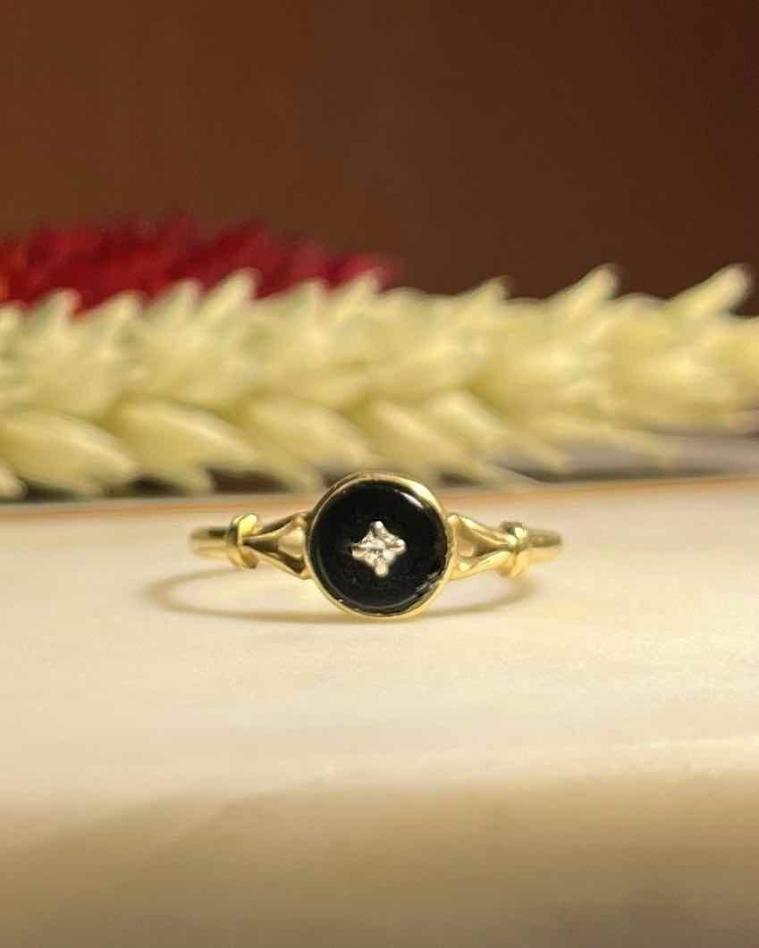 Bague vintage Onyx et Diamant "Amélia" - Elliade Paris