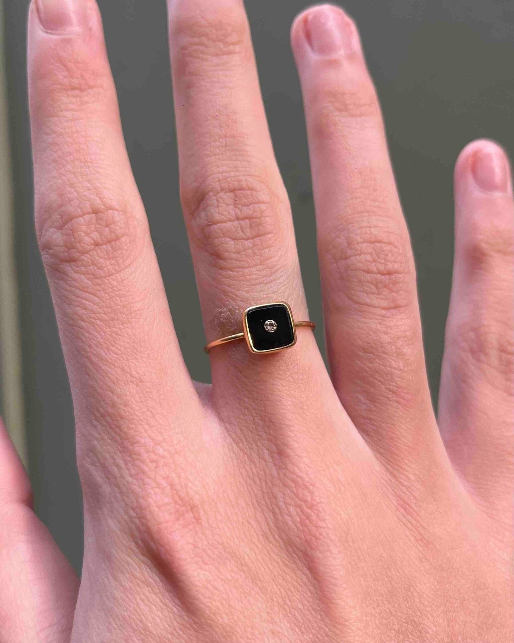 Bague vintage Onyx et Diamant "Carole" - Elliade Paris