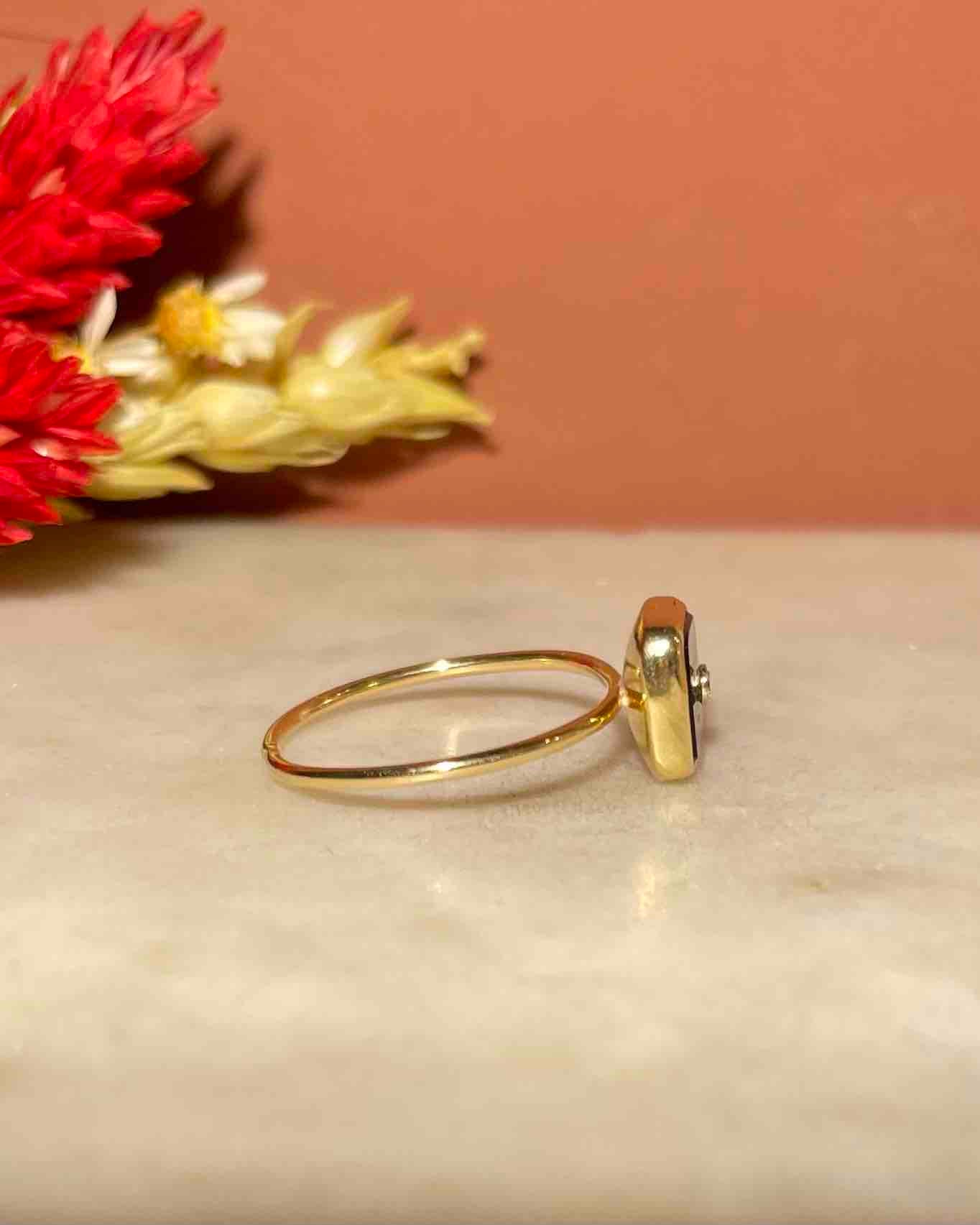 Bague vintage Onyx et Diamant "Carole" - Elliade Paris
