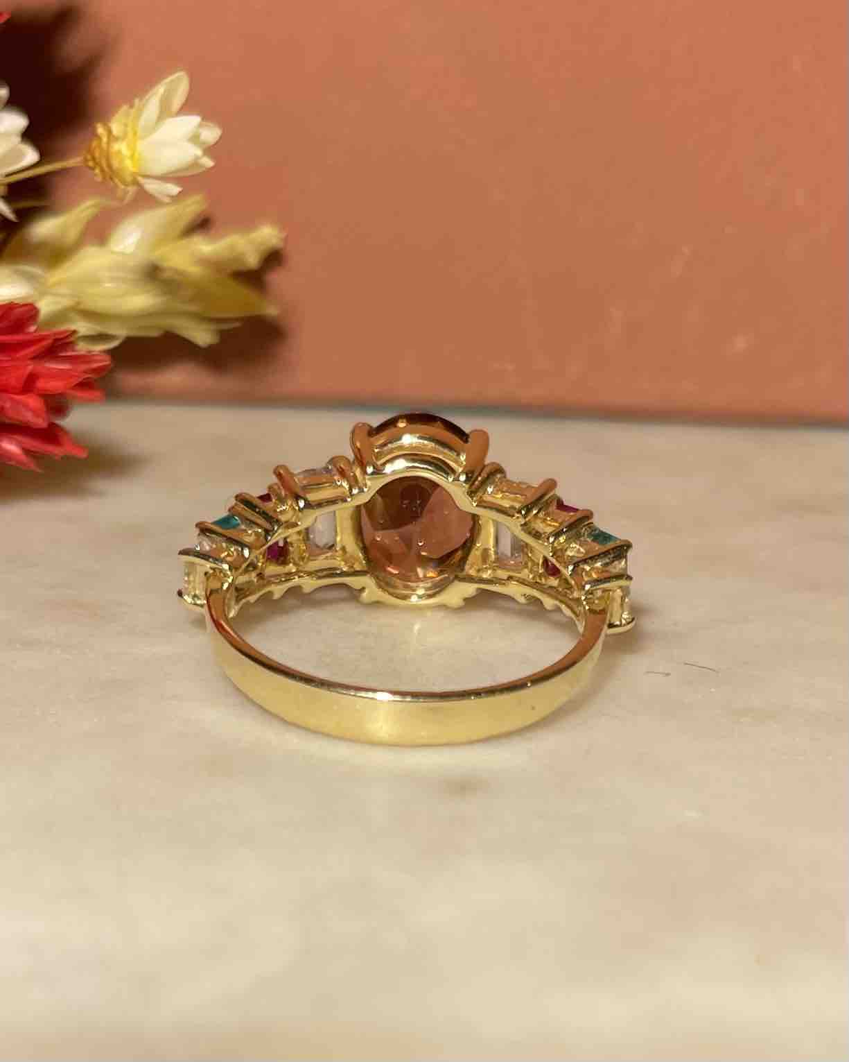 Anillo de turmalina arcoíris "Omaley"