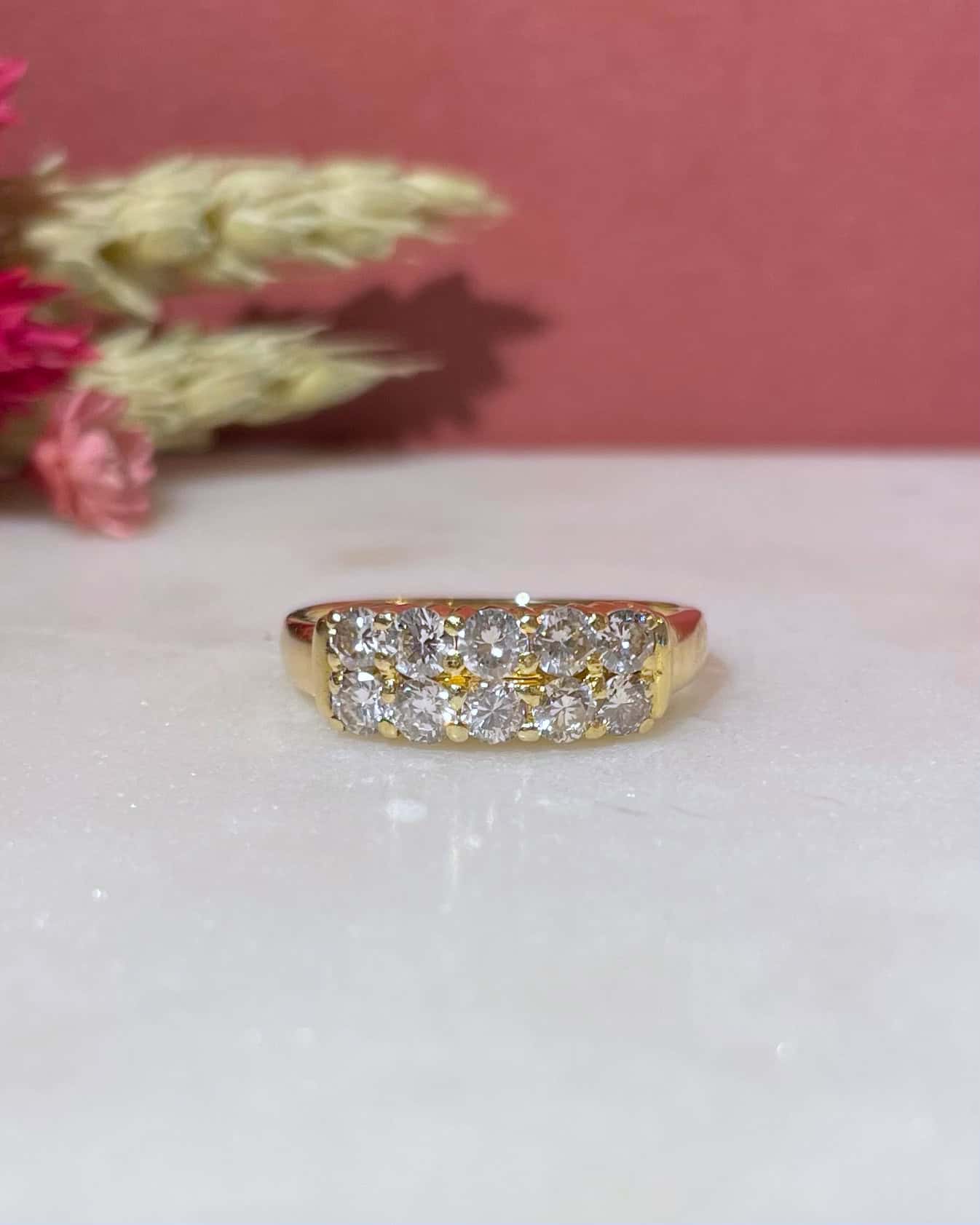 Bague Vintage Rivière Diamants 0.90 carat "Alina" - Elliade Paris