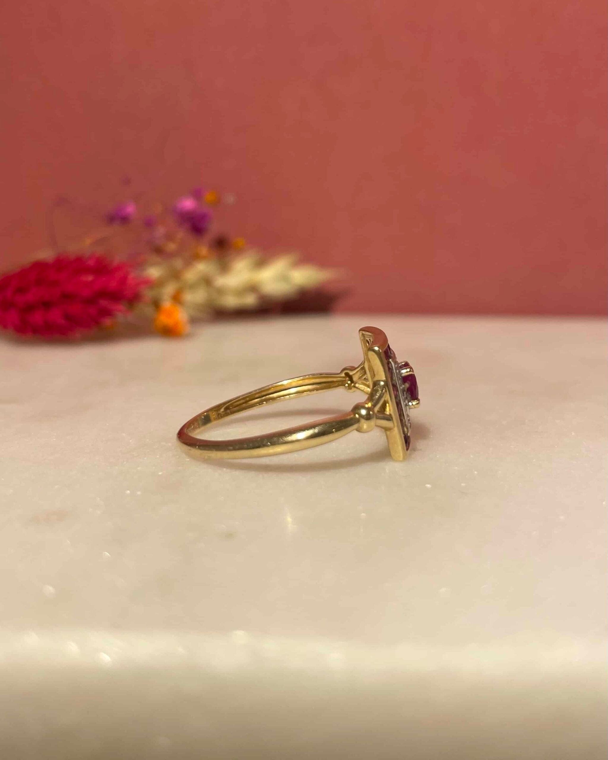 Bague Style Art-Déco 21 Rubis "Harper" - Elliade Paris