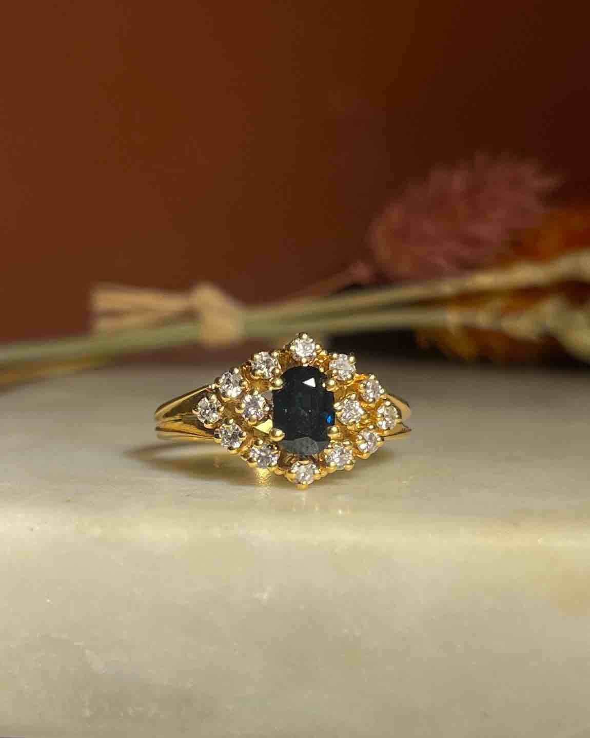 Bague vintage Saphir & Diamants "Dola" - Elliade Paris