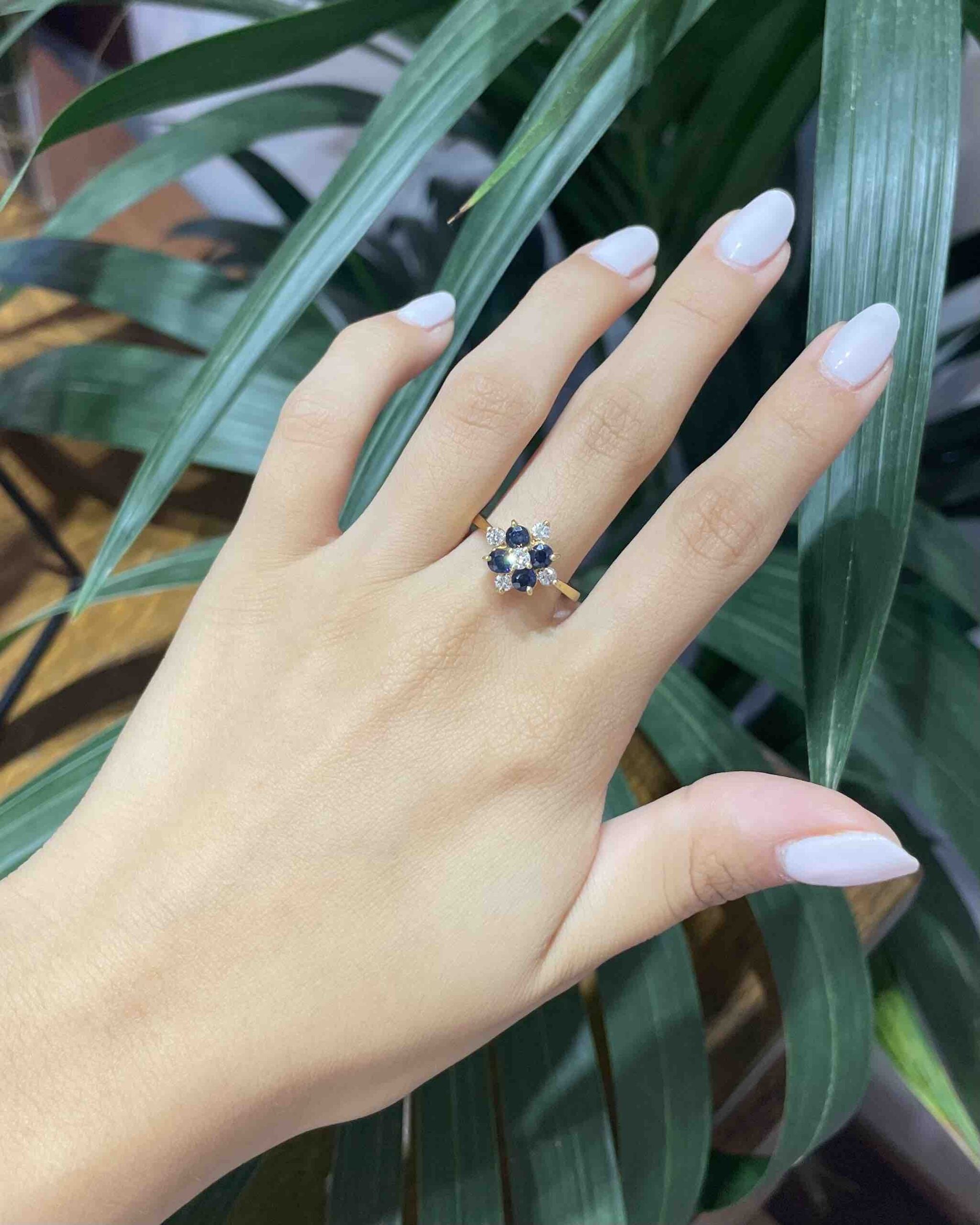 "Alyssia" Sapphire & Diamond Daisy Ring