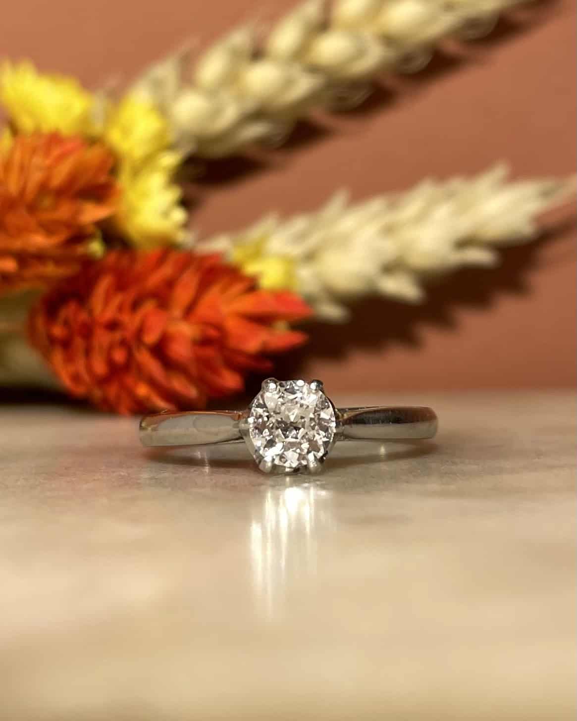 Bague vintage solitaire diamant 0.48 carat "Paloma" - Elliade Paris