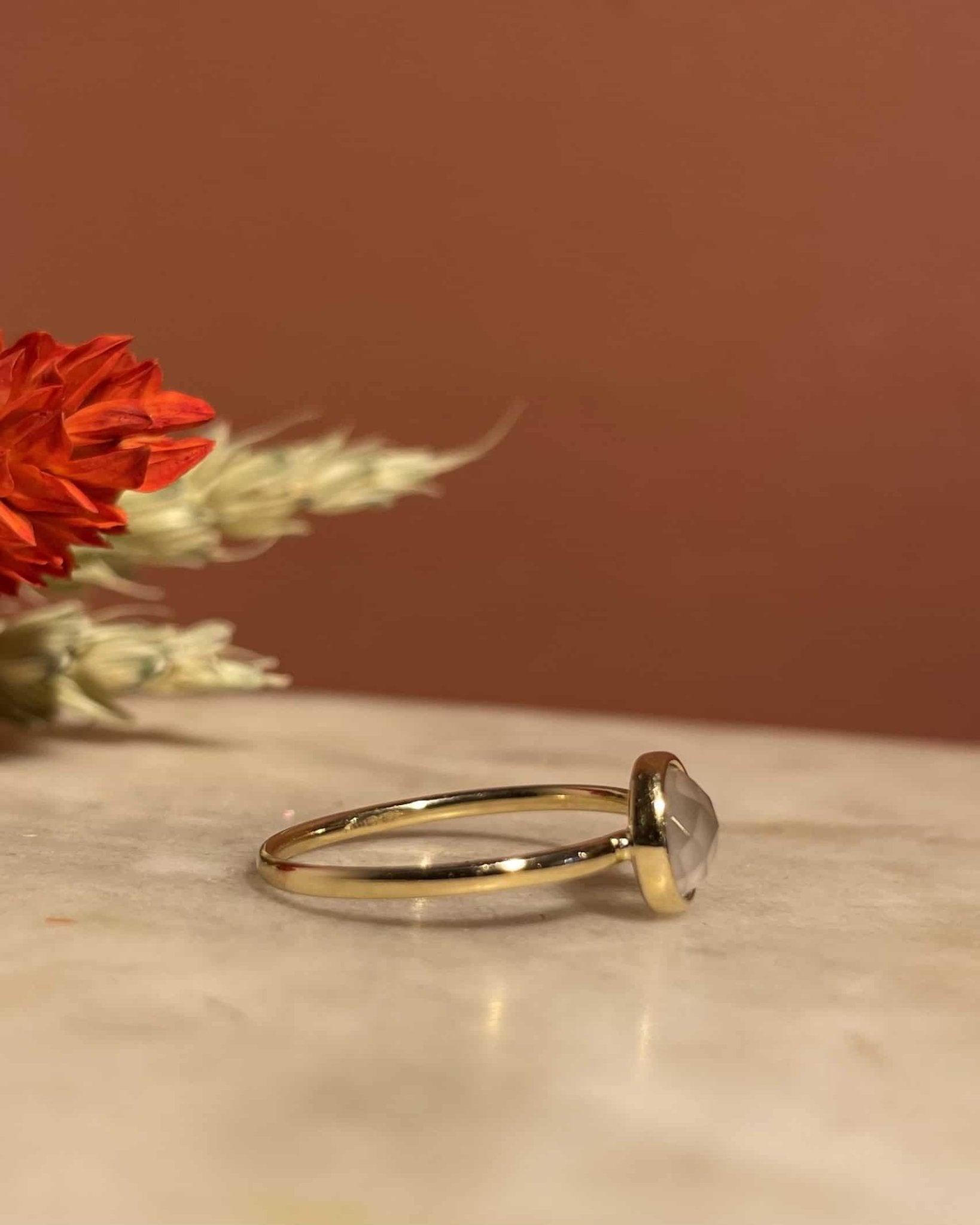 Bague Vintage Solitaire Quartz Rose "Imana" - Elliade Paris