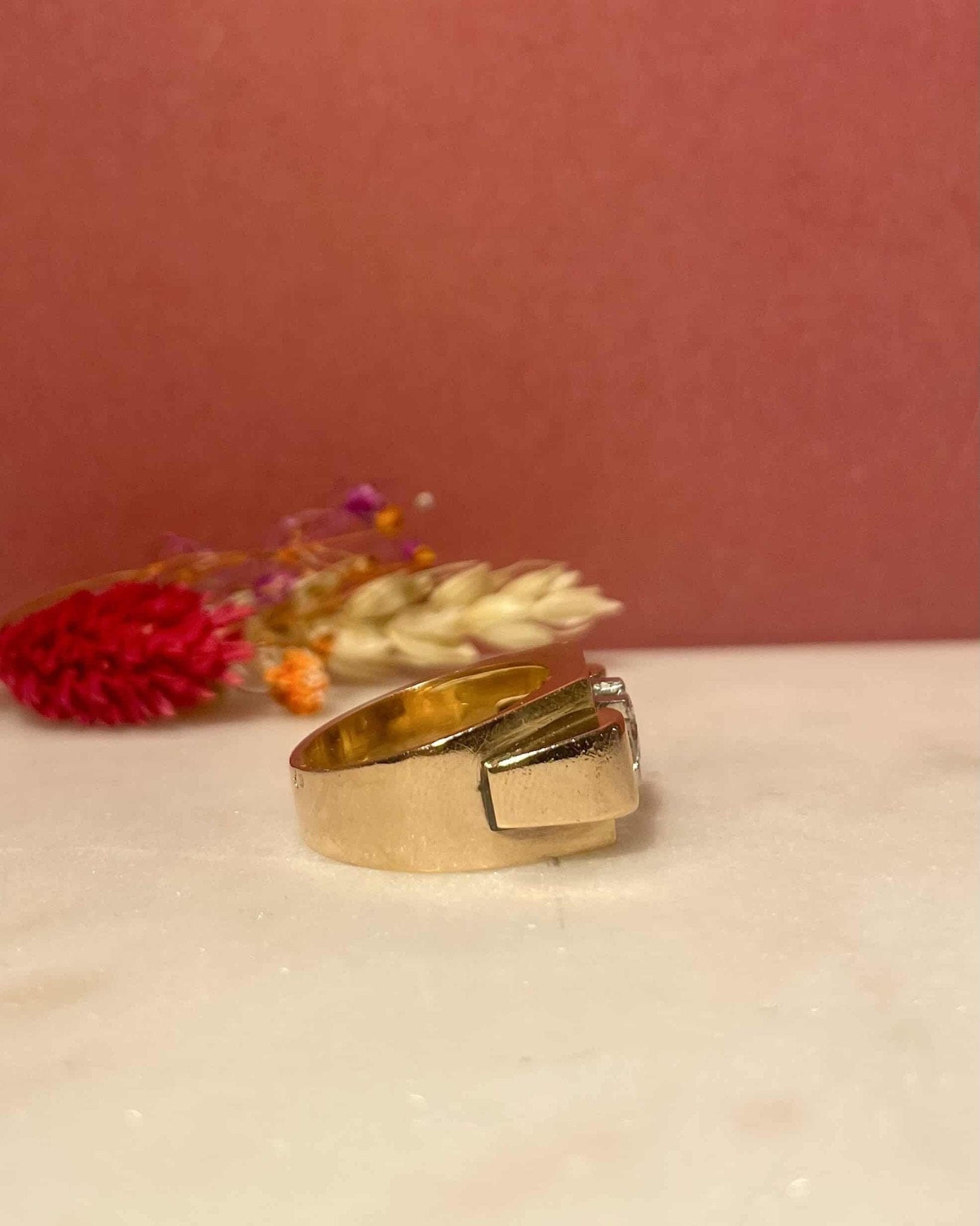 Bague Vintage Tank Diamant 0.60 carat 8.14g "Meryl" - Elliade Paris