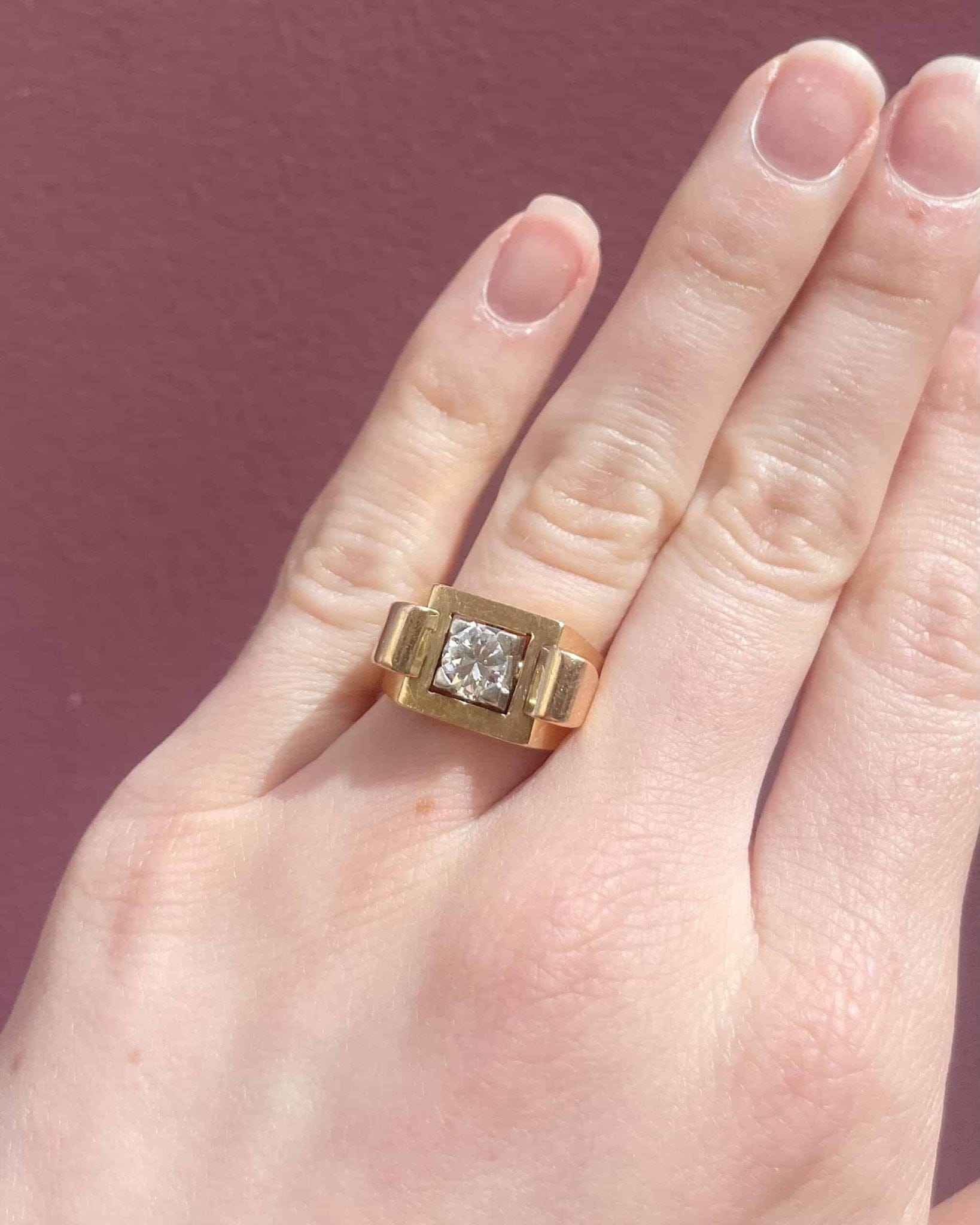 Bague Vintage Tank Diamant 0.60 carat 8.14g "Meryl" - Elliade Paris