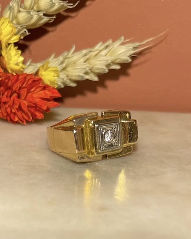 Bague Vintage Tank Diamant "Isaia" - Elliade Paris