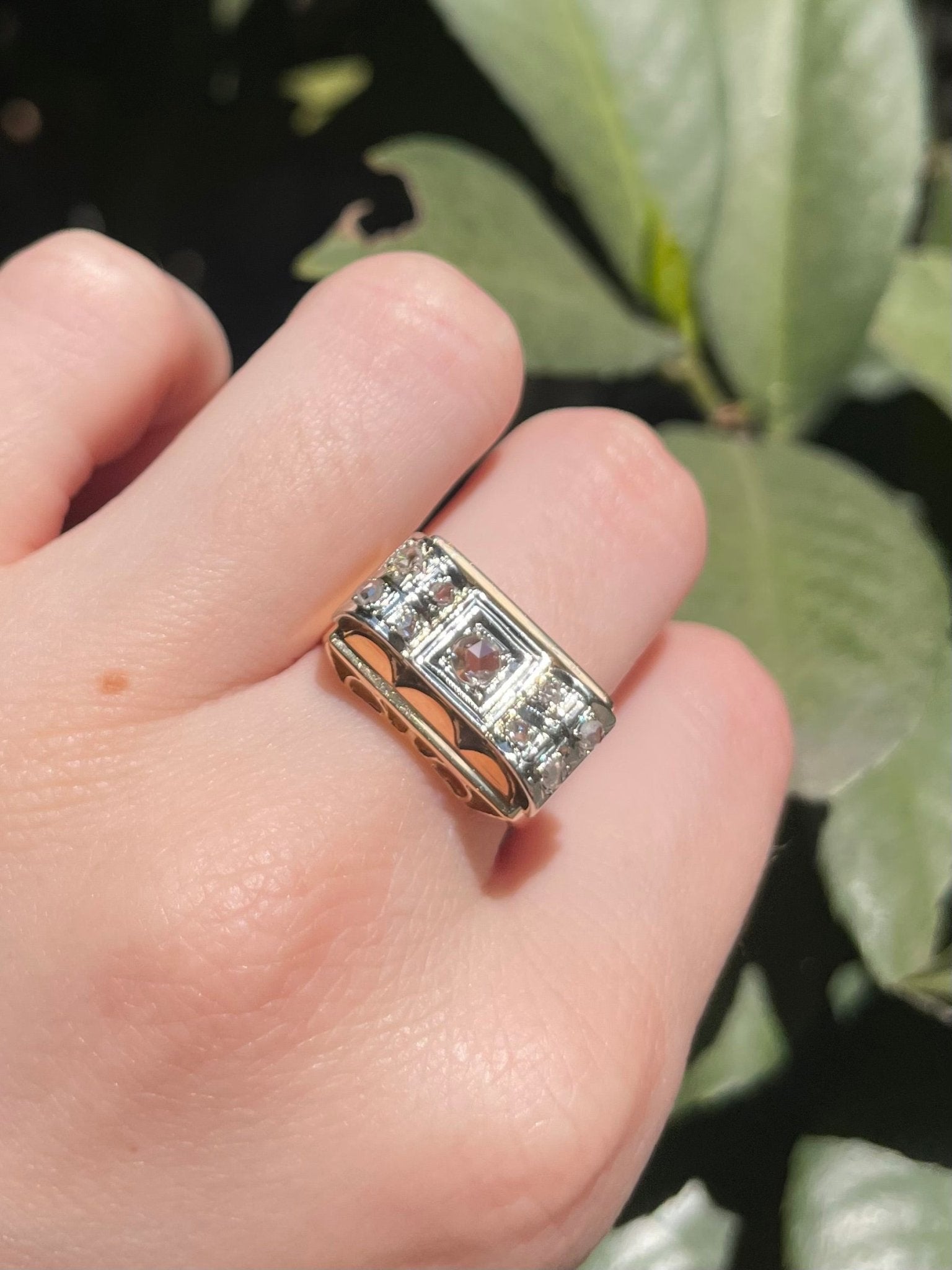 Bague Vintage Tank Diamants 0.13 carat "Stanis" - Elliade Paris