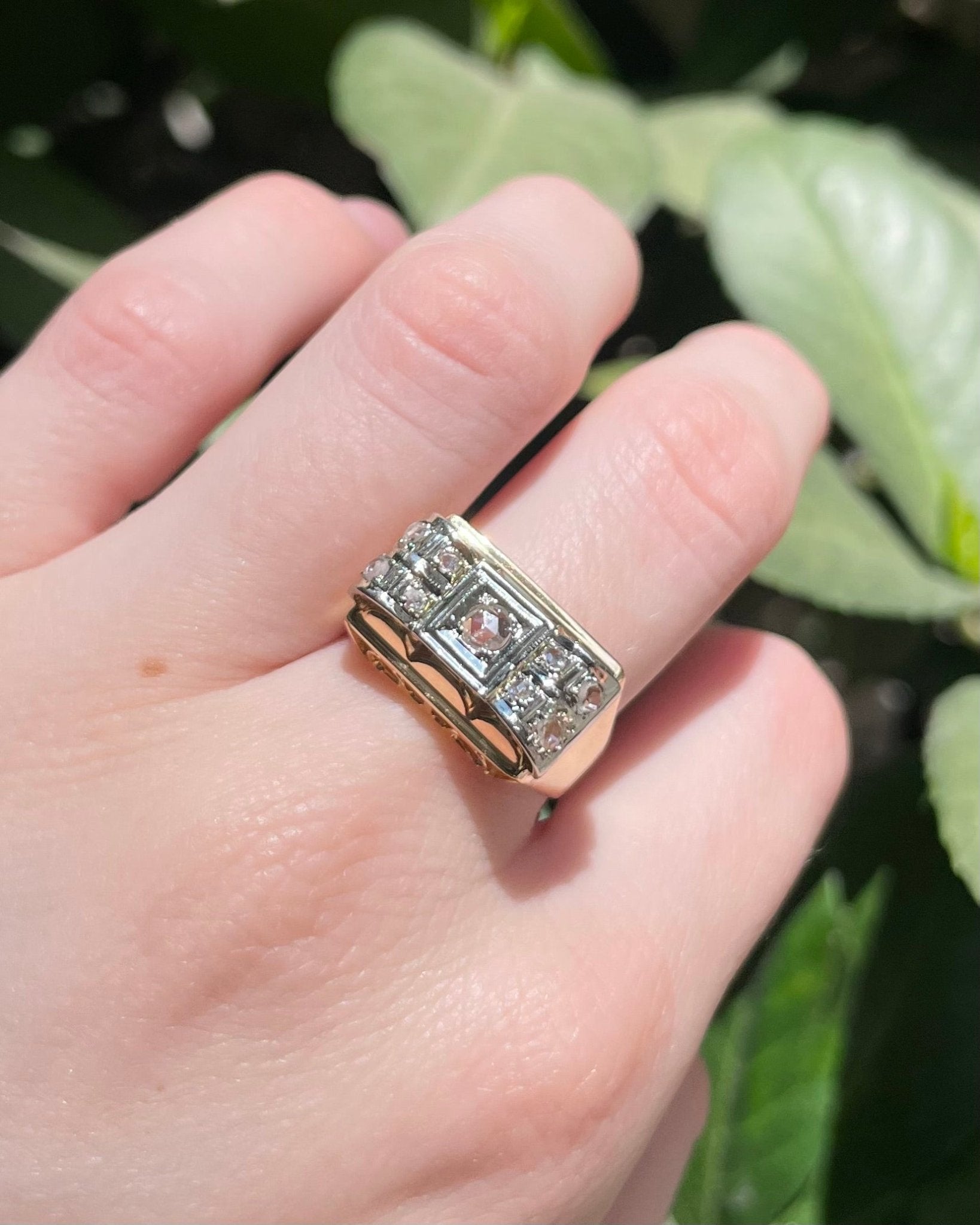 Bague Vintage Tank Diamants 0.13 carat "Stanis" - Elliade Paris