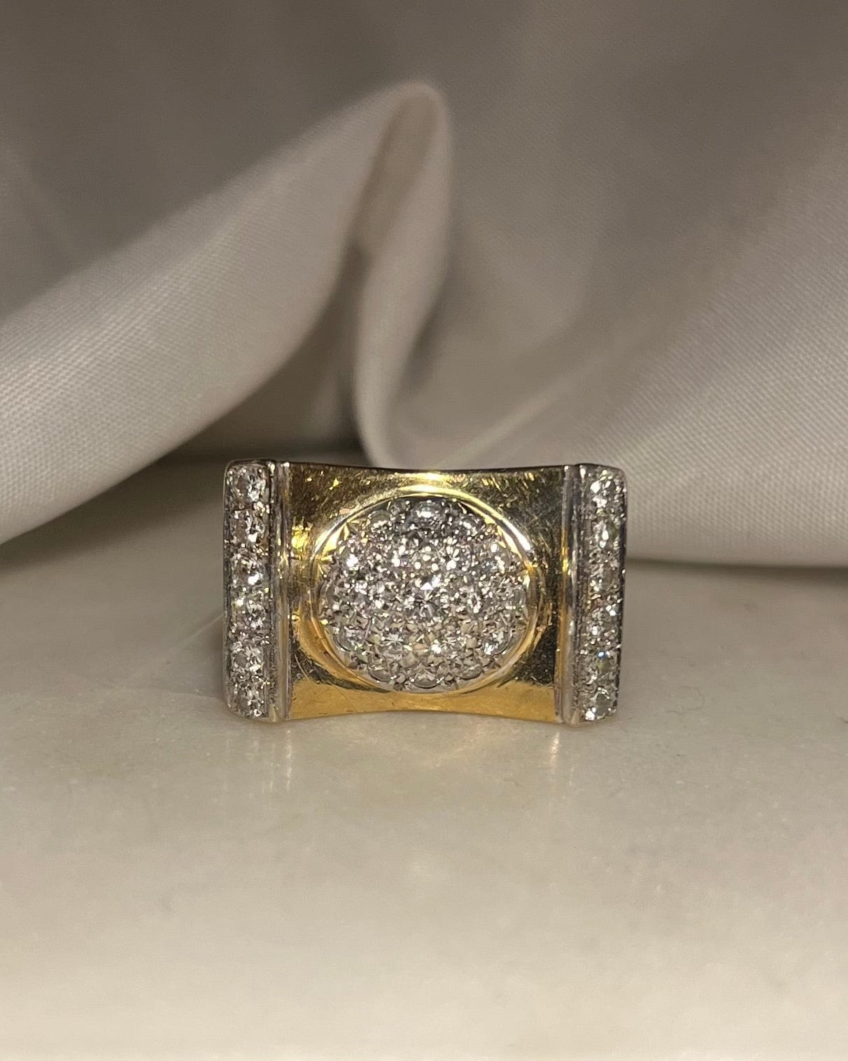 Bague Vintage Tank Diamants 0.80 carat & or 13g "Shaé" - Elliade Paris