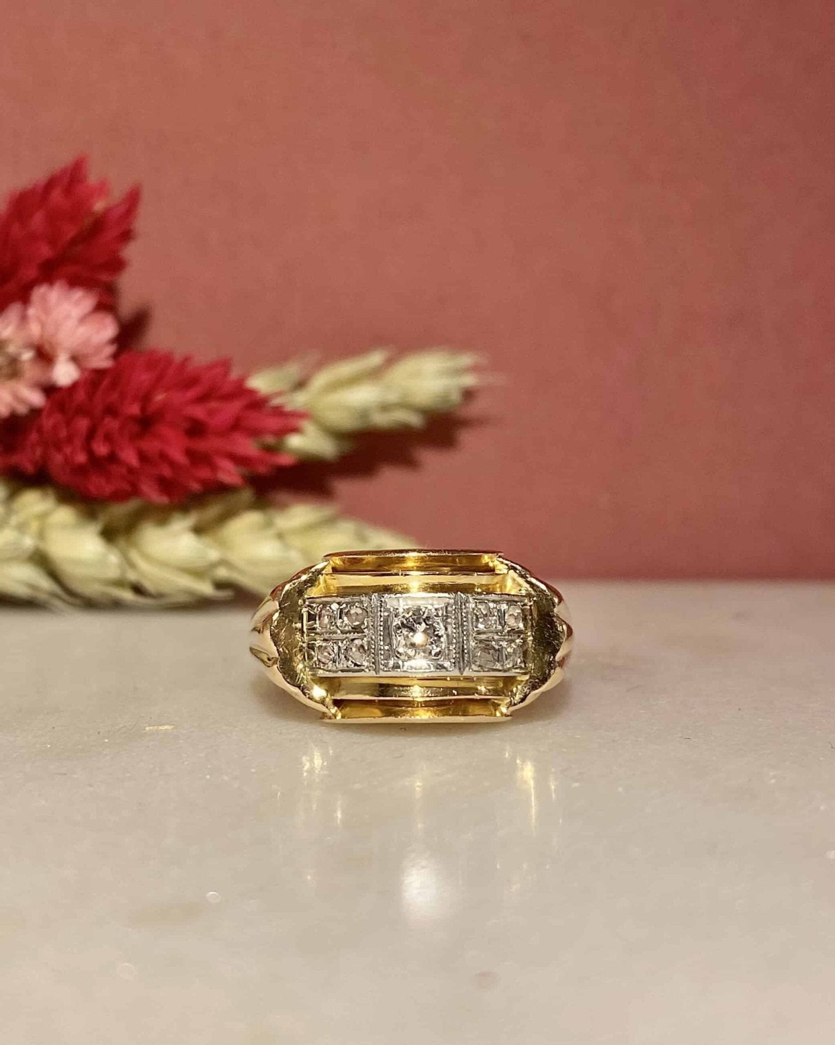 Bague Vintage Tank Diamants en or 5.51g "Skylar" - Elliade Paris