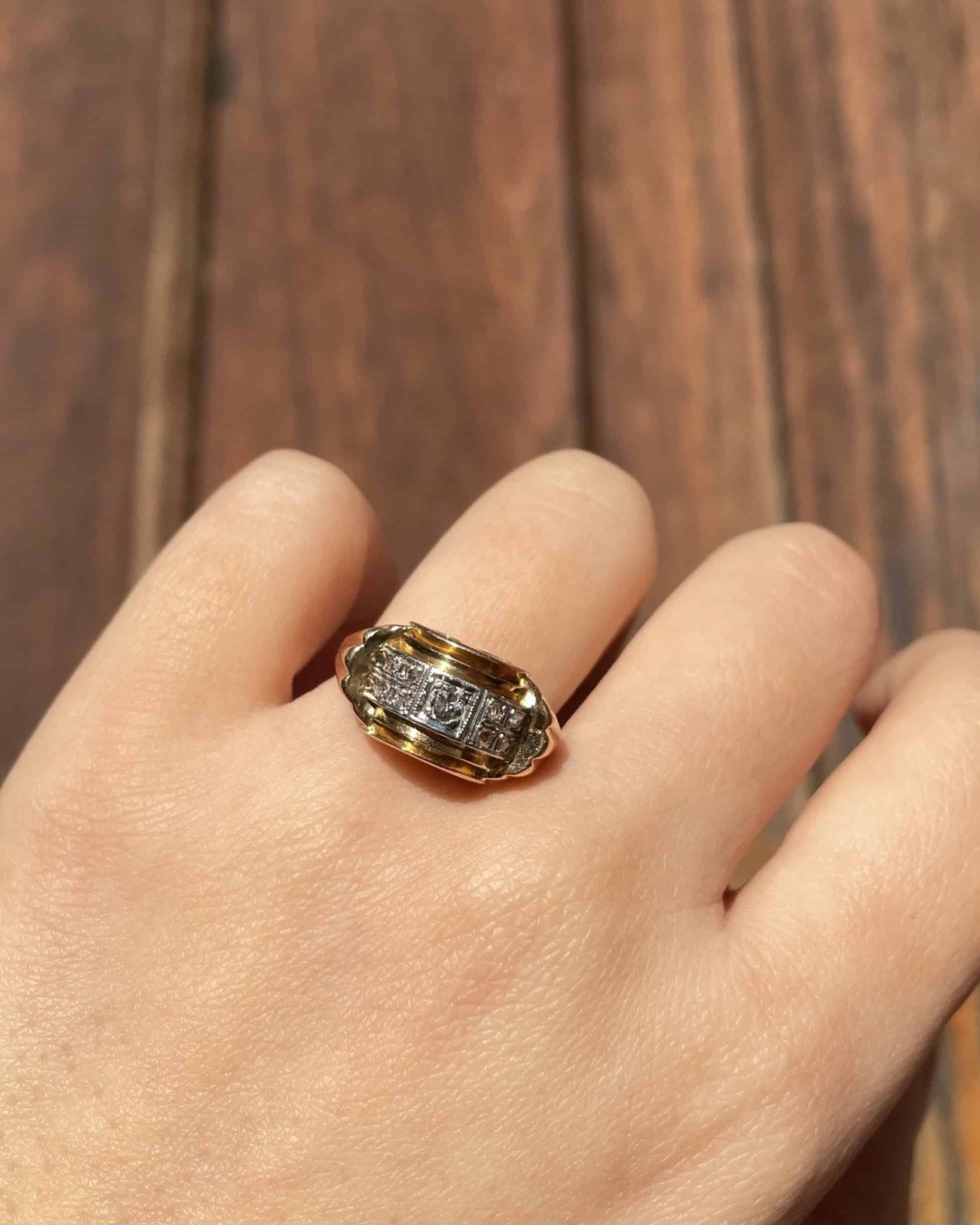 Bague Vintage Tank Diamants en or 5.51g "Skylar" - Elliade Paris