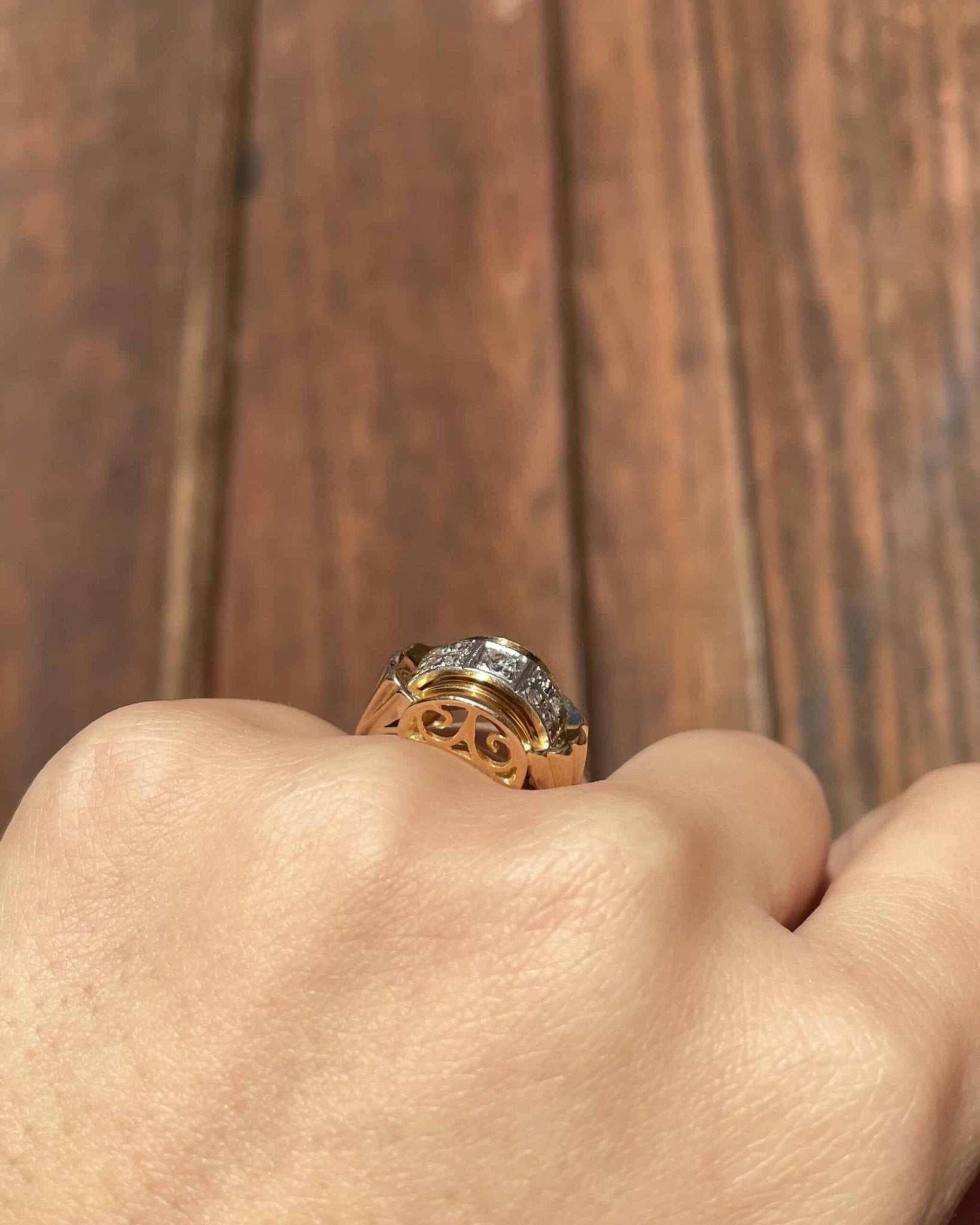 Bague Vintage Tank Diamants en or 5.51g "Skylar" - Elliade Paris