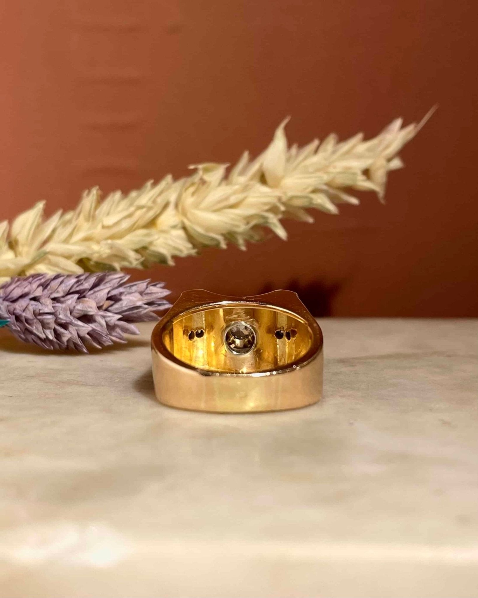 Bague Vintage Tank or 10g & Diamant "Shania" - Elliade Paris