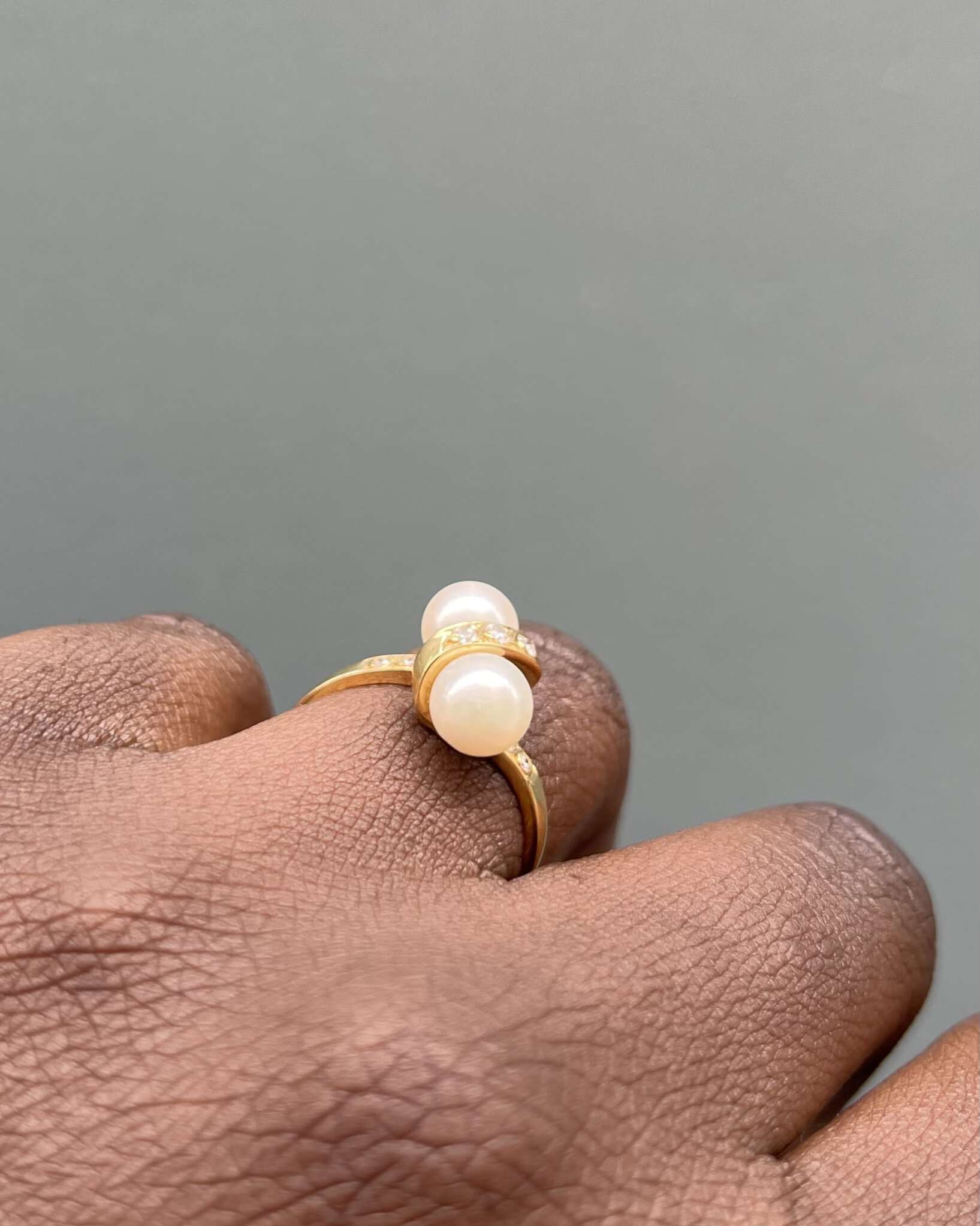 Bague Vintage Toi & Moi Perles & Diamants "Dana" - Elliade Paris