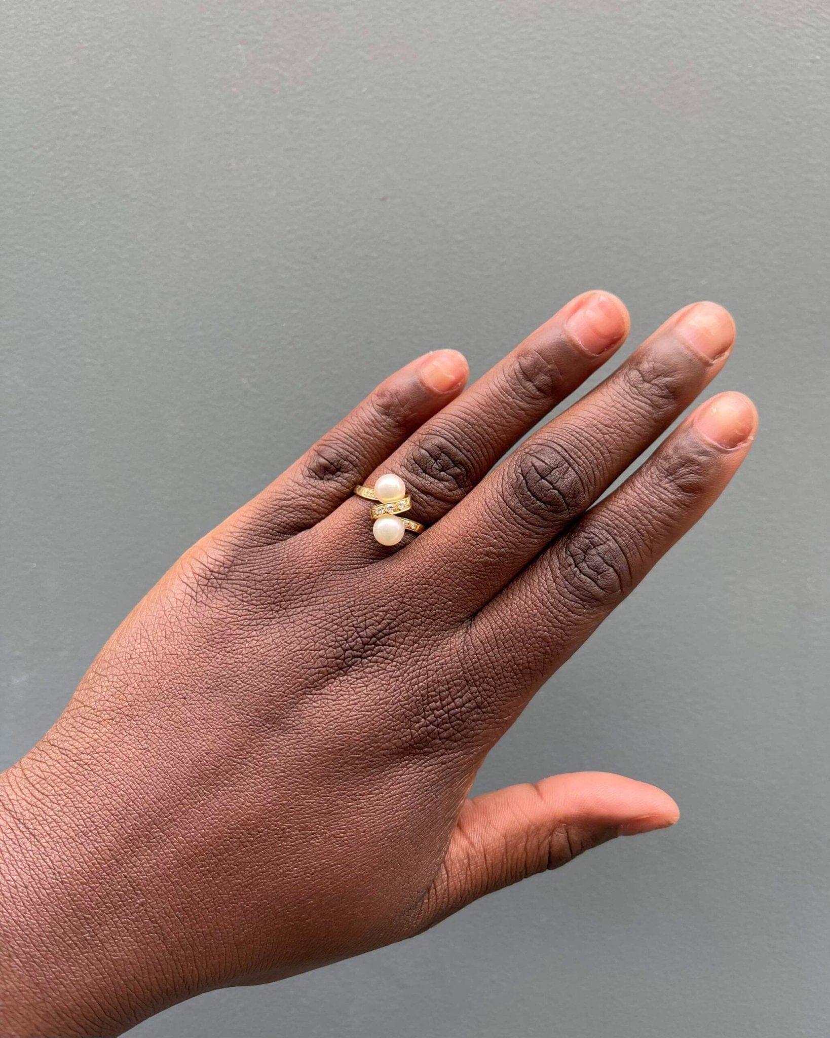 Bague Vintage Toi & Moi Perles & Diamants "Dana" - Elliade Paris