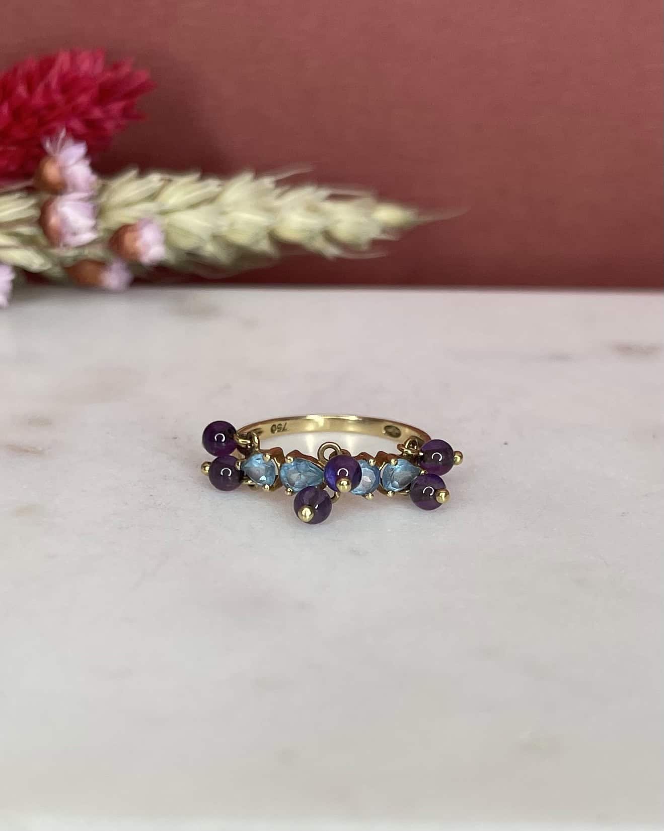 Bague Vintage Topazes & Améthystes "Angela" - Elliade Paris