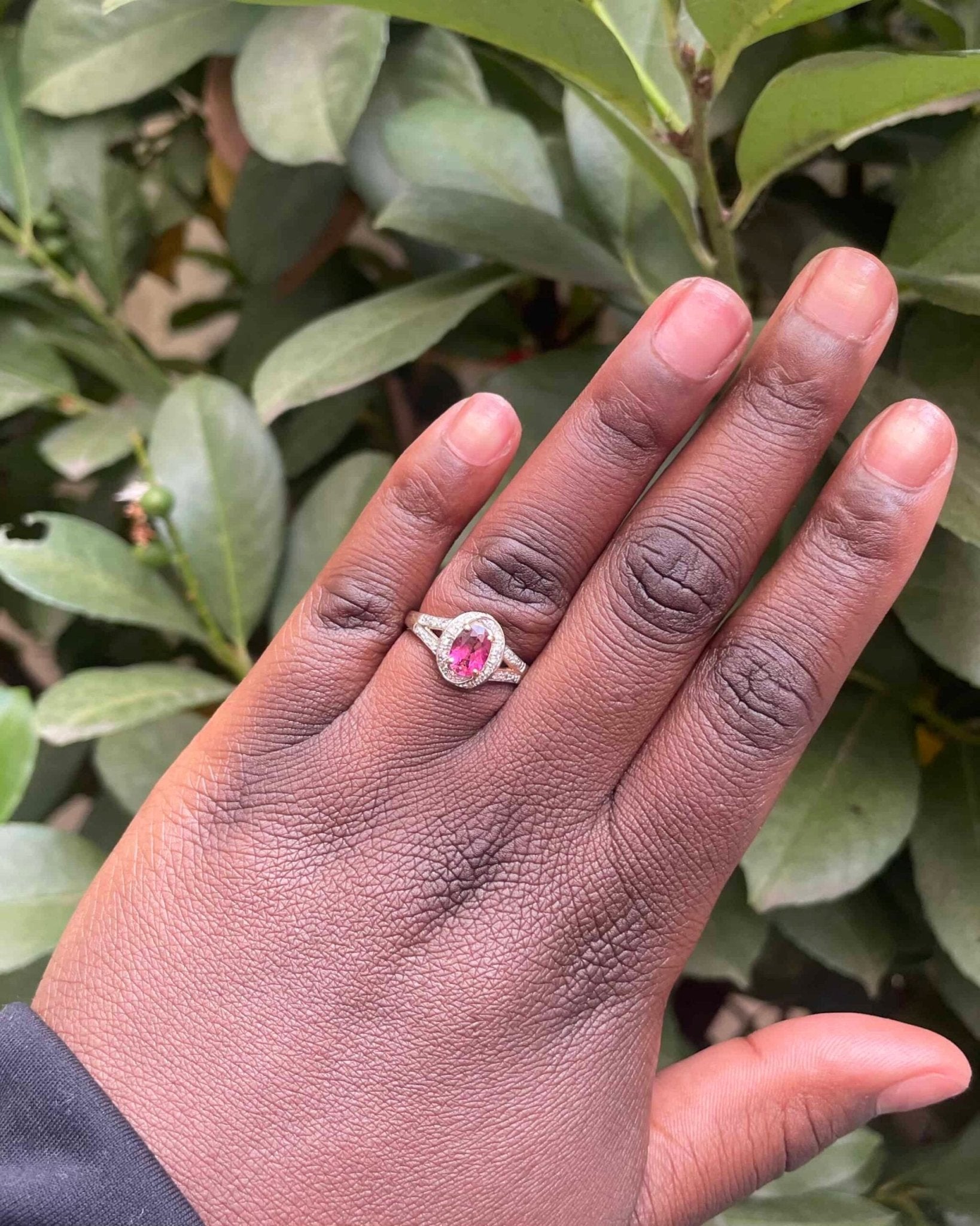 Bague Vintage Tourmaline Rose 1.35 carat & 22 Diamants "Orya" - Elliade Paris