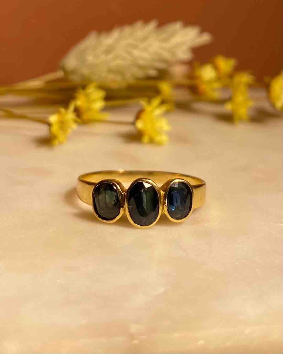 Bague vintage Trilogie Saphirs "Luna" - Elliade Paris