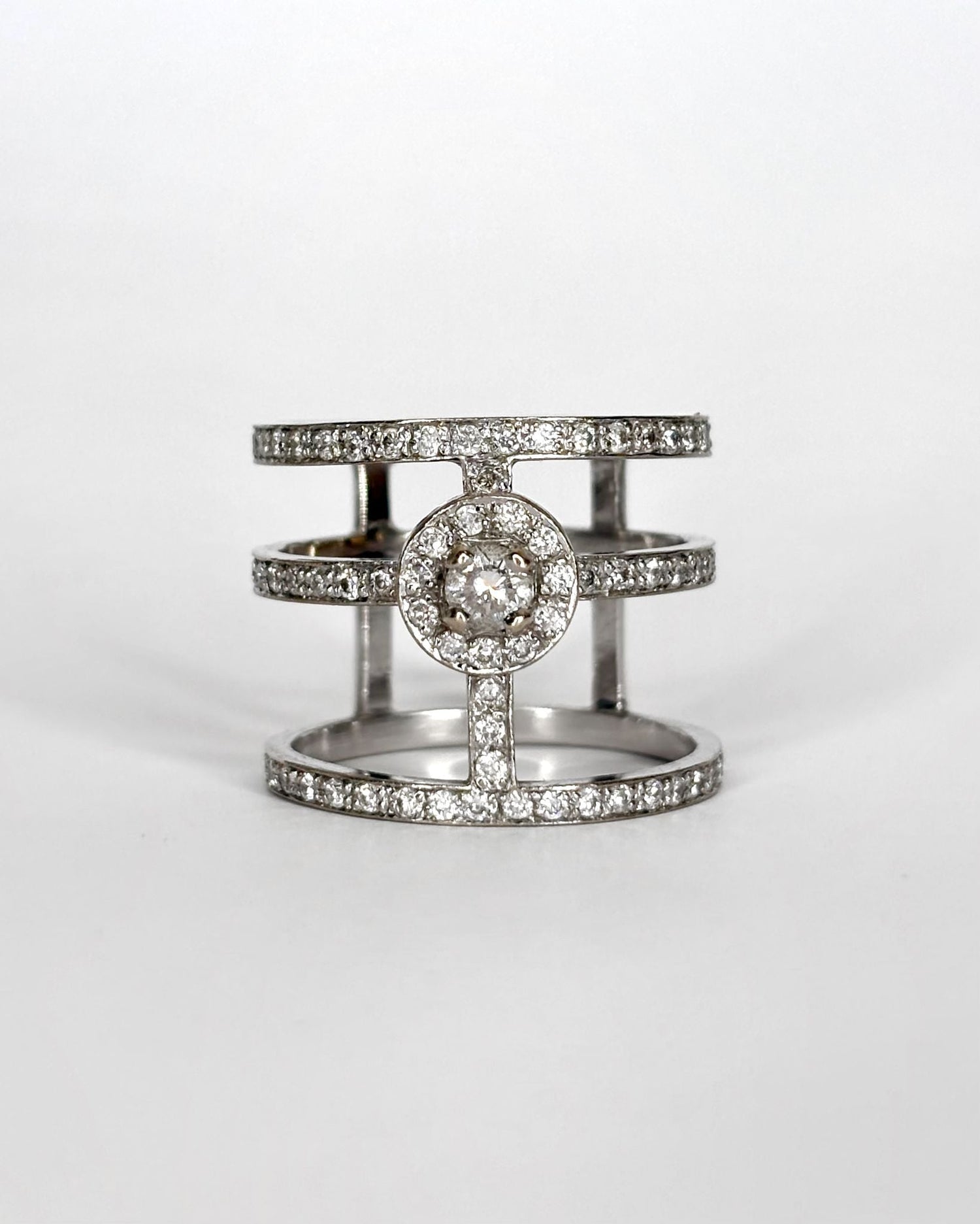 Bague Vintage Trois Anneaux 80 Diamants 0.99 ct "Mélanie" - Elliade Paris