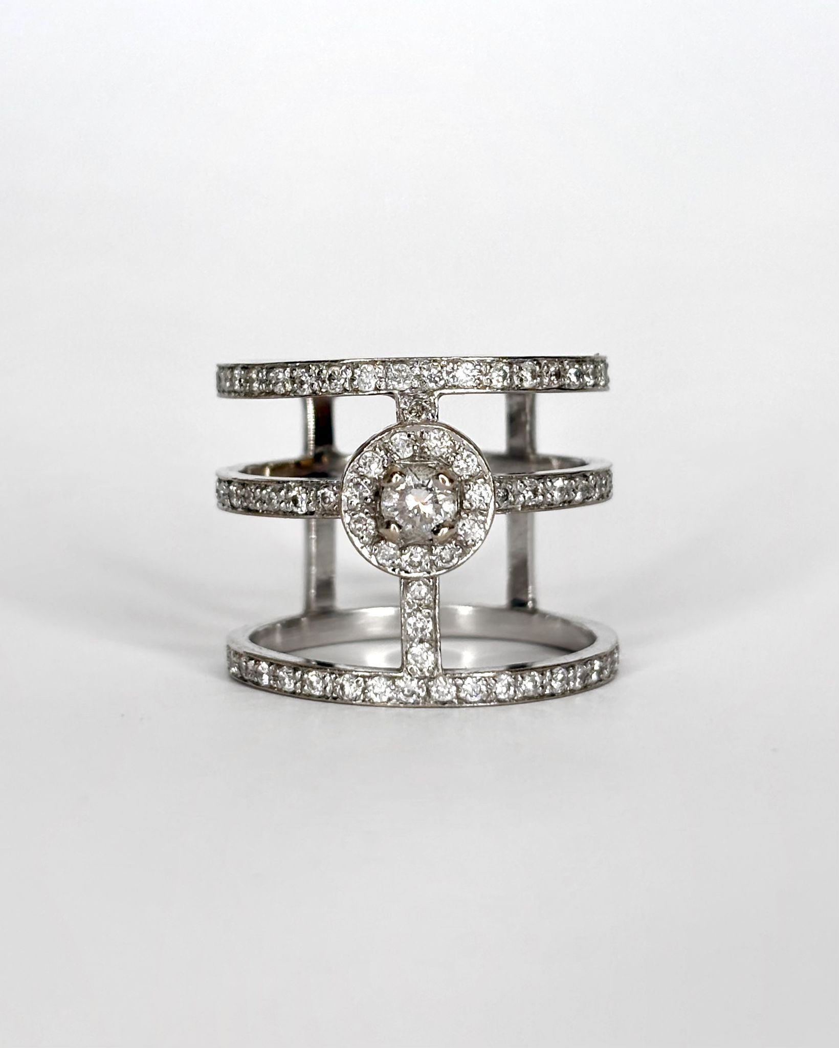 Bague Vintage Trois Anneaux 80 Diamants 0.99 ct "Mélanie" - Elliade Paris