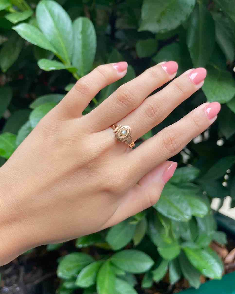 Bague XIXe siècle Perle étoilée "Eileen" - Elliade Paris