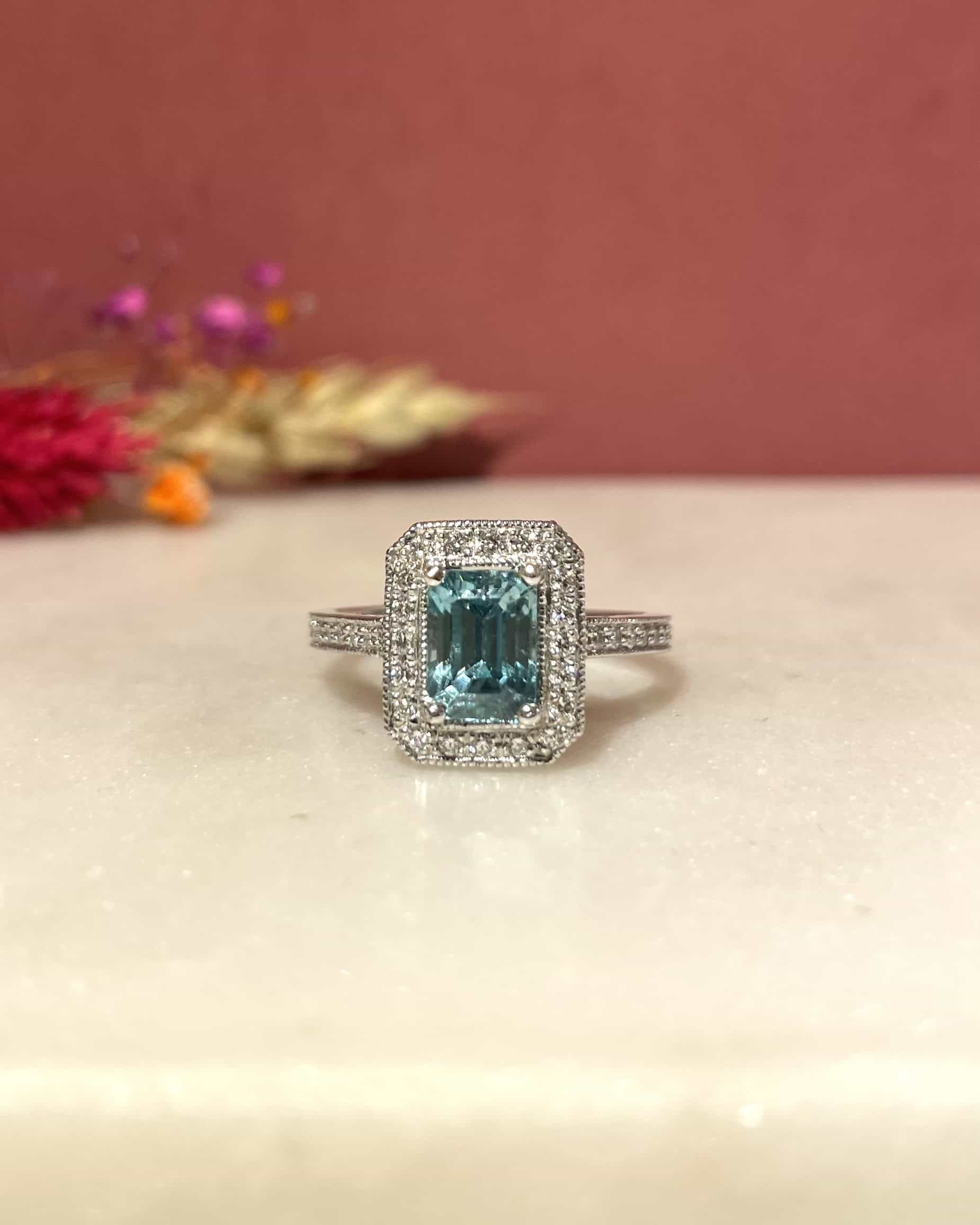 Bague Style Art-Déco Zircon 1.70 Carat & 50 Diamants "Ayla"