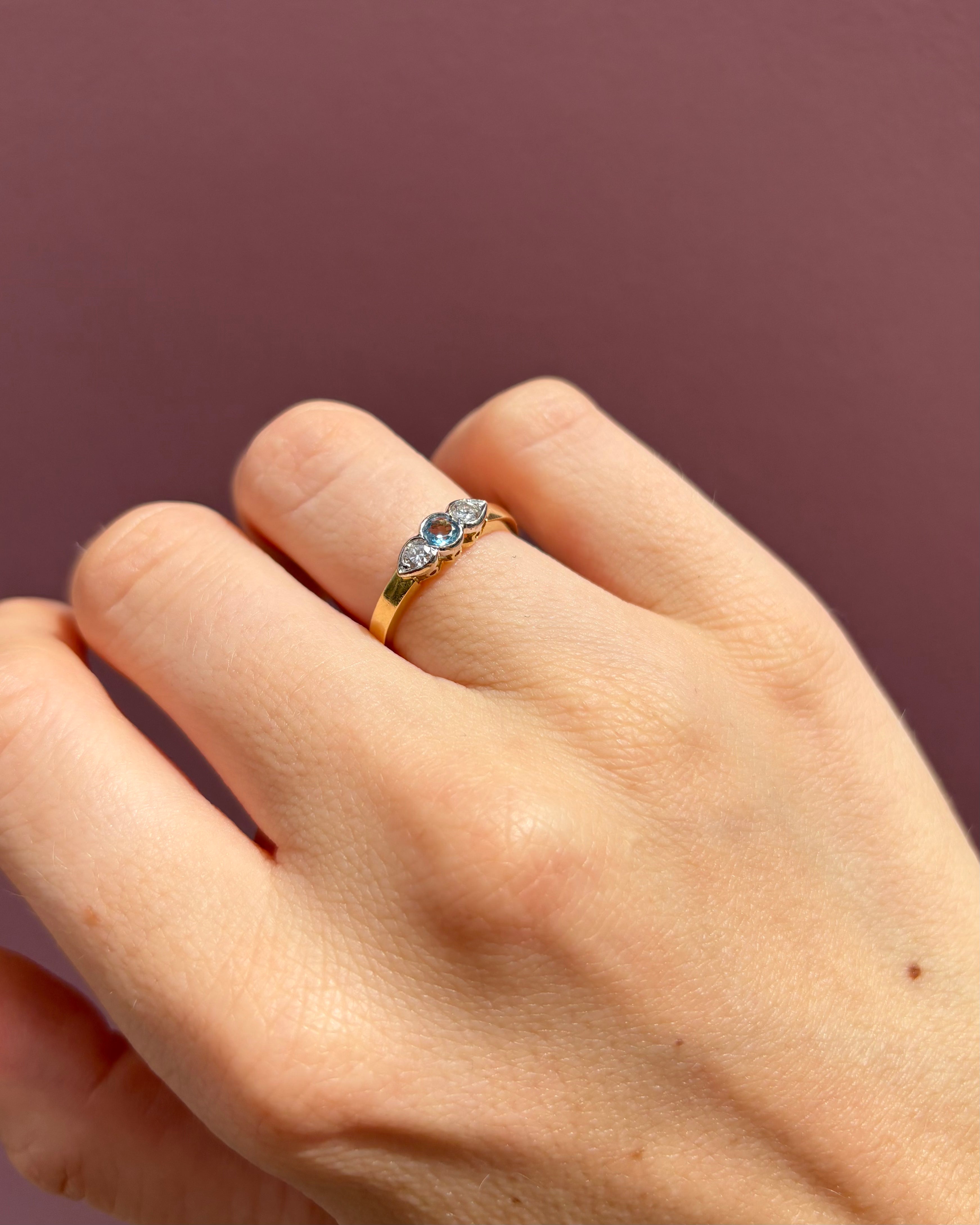 Bague Trilogie Aigue-Marine & Diamants "Sam"