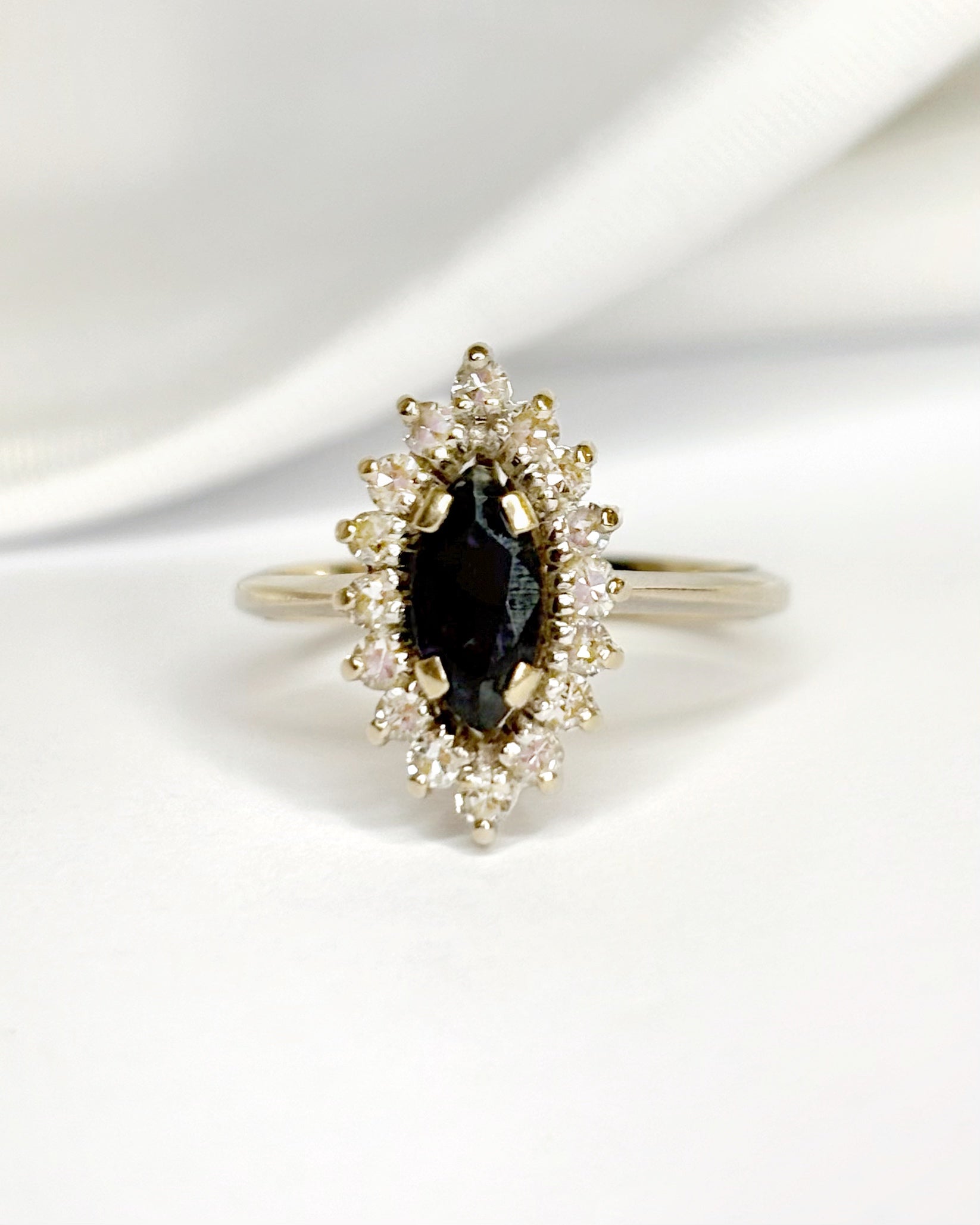 Marquise Sapphire Ring 0.60 Carat & Diamonds "Aurore"