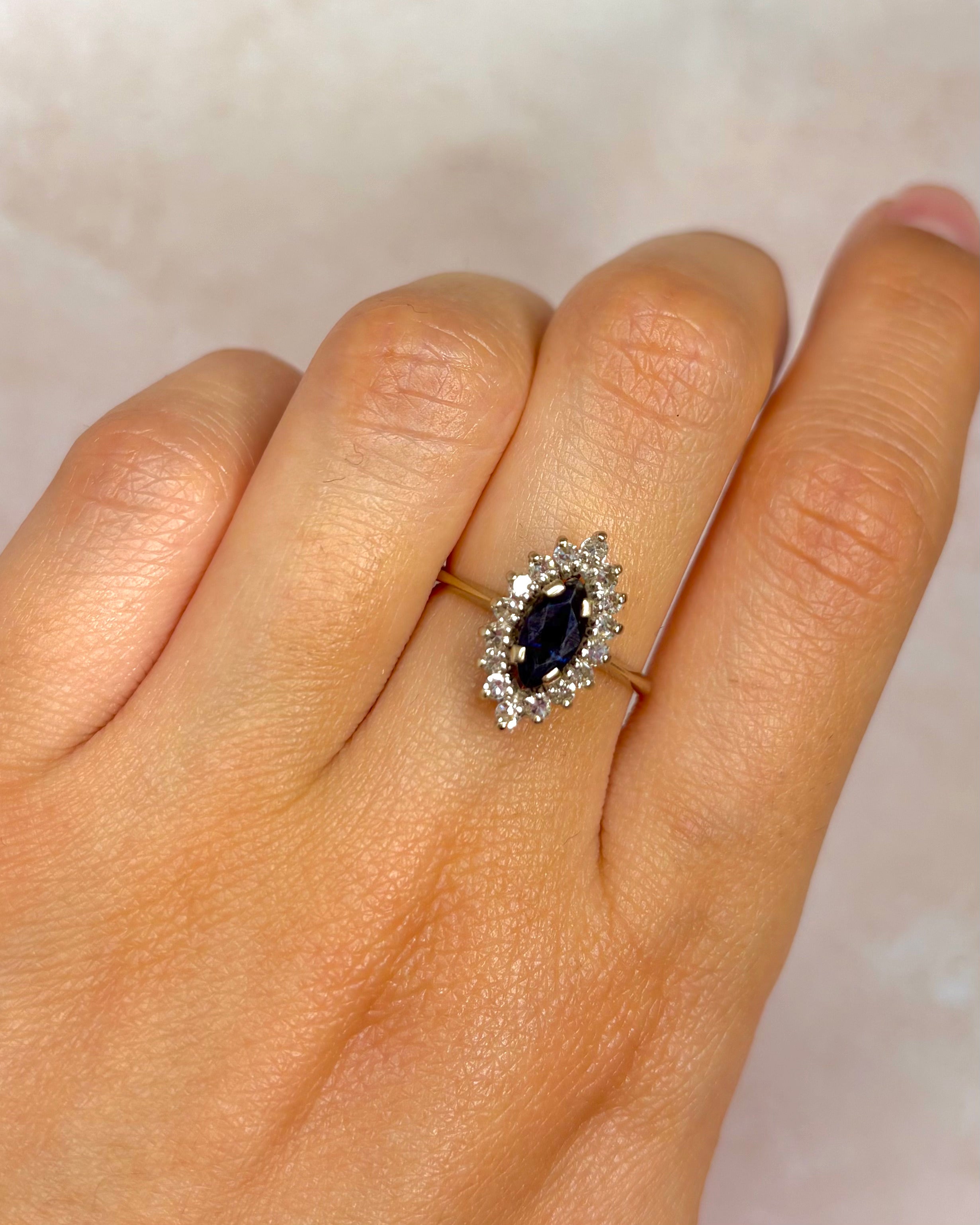 Marquise Sapphire Ring 0.60 Carat & Diamonds "Aurore"