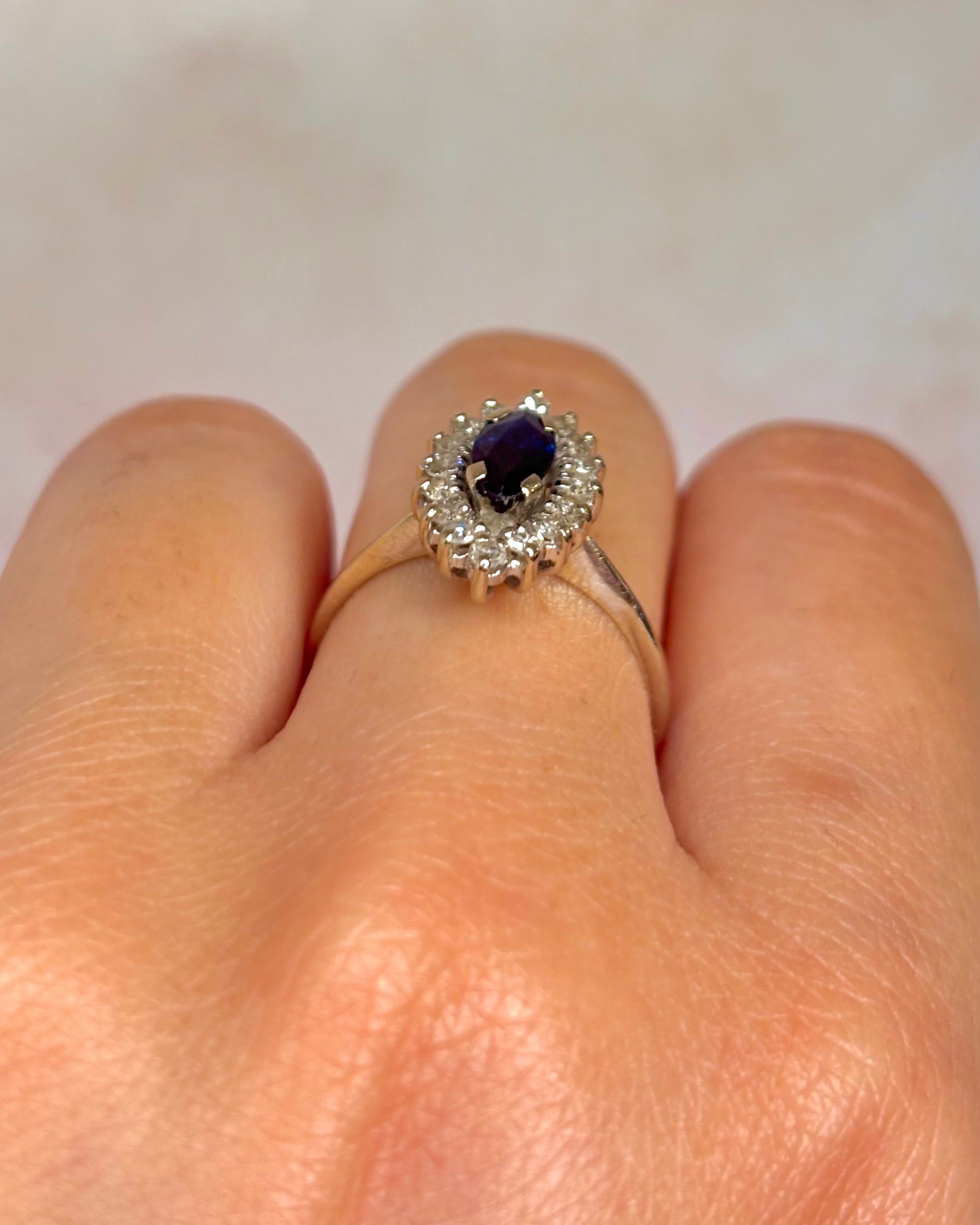 Marquise Sapphire Ring 0.60 Carat & Diamonds "Aurore"