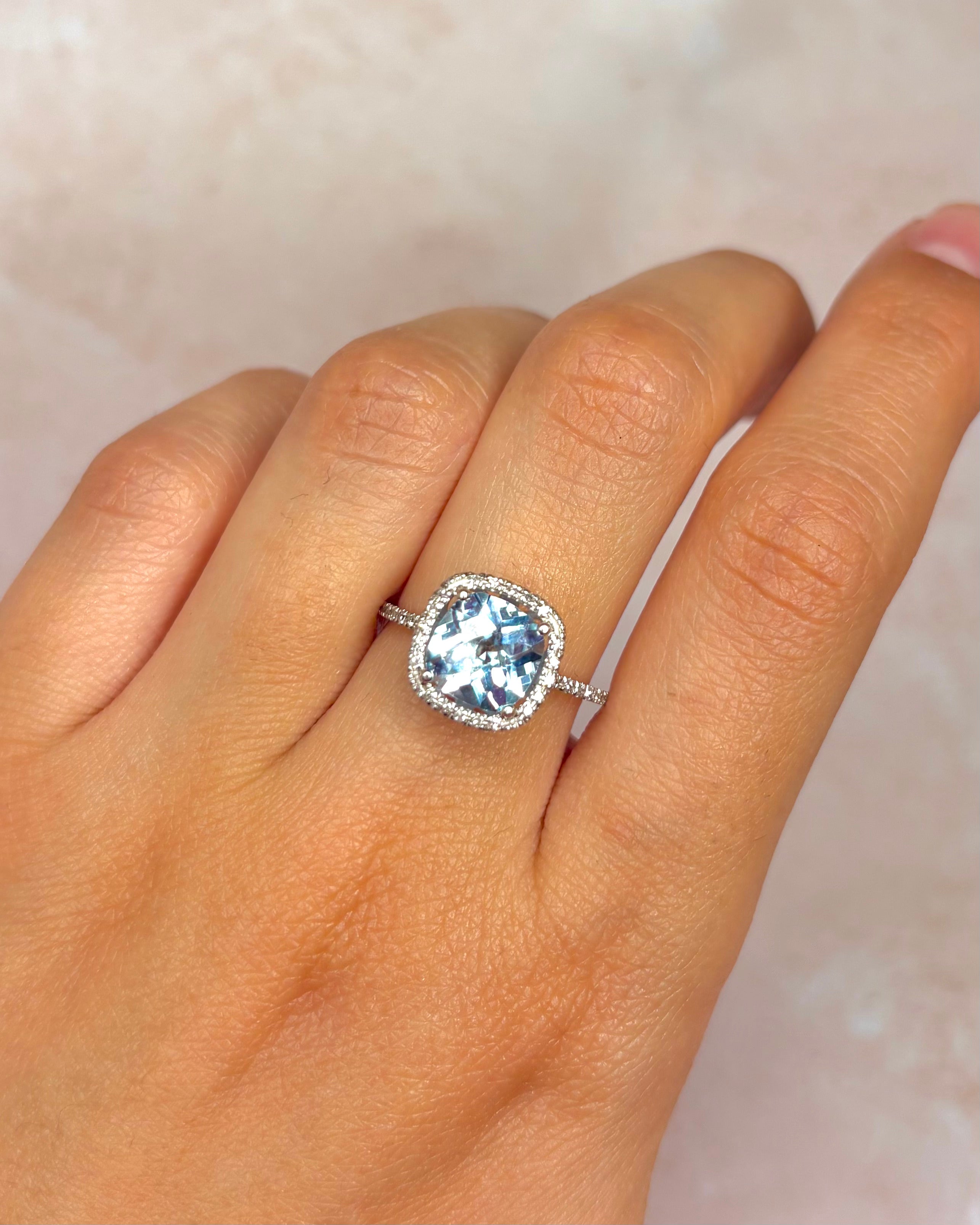 Solitaire Aquamarine Ring 1.68 carat & Diamonds "Martha"