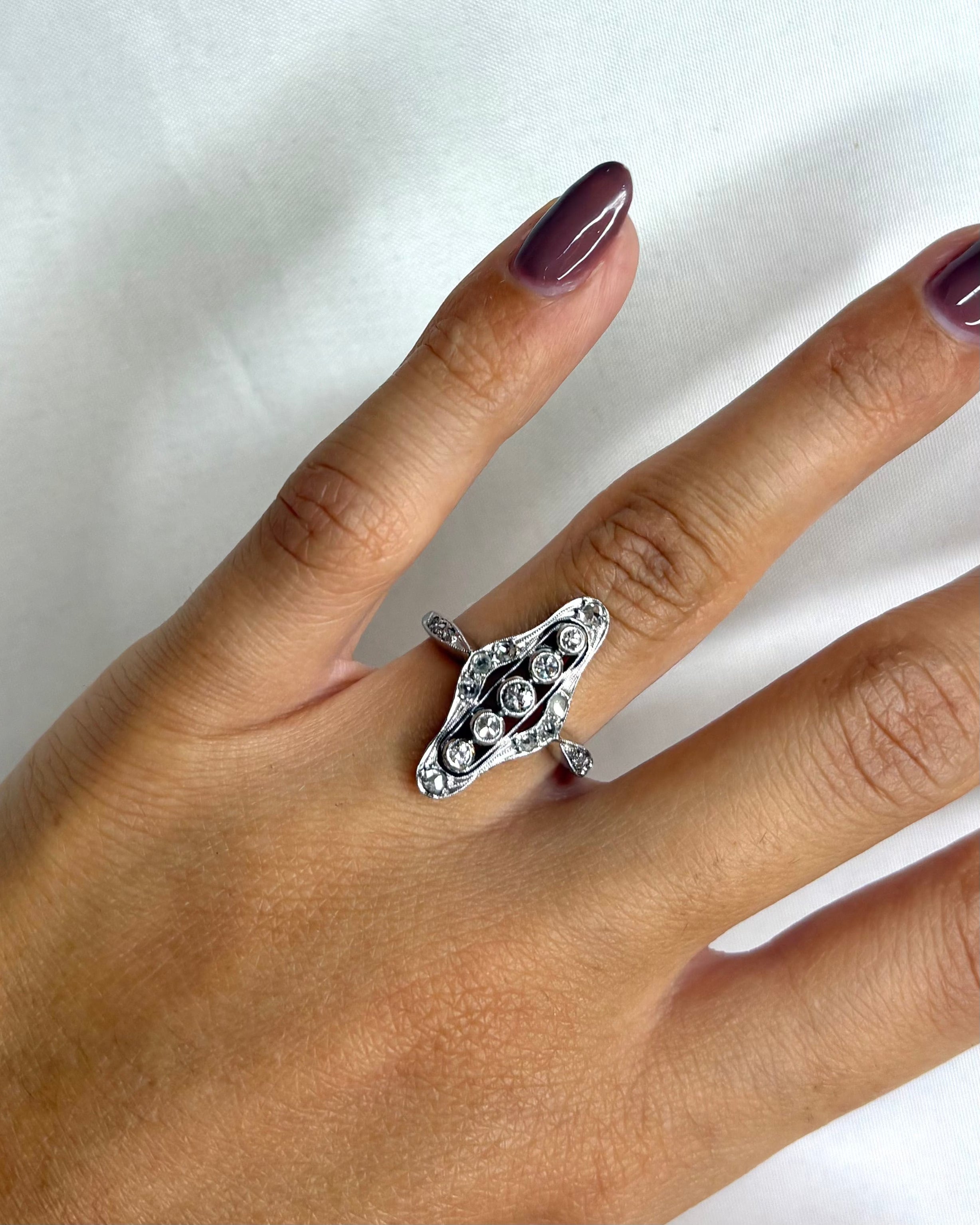 Marquise Art Deco Ring 19 Diamonds "Josianne"