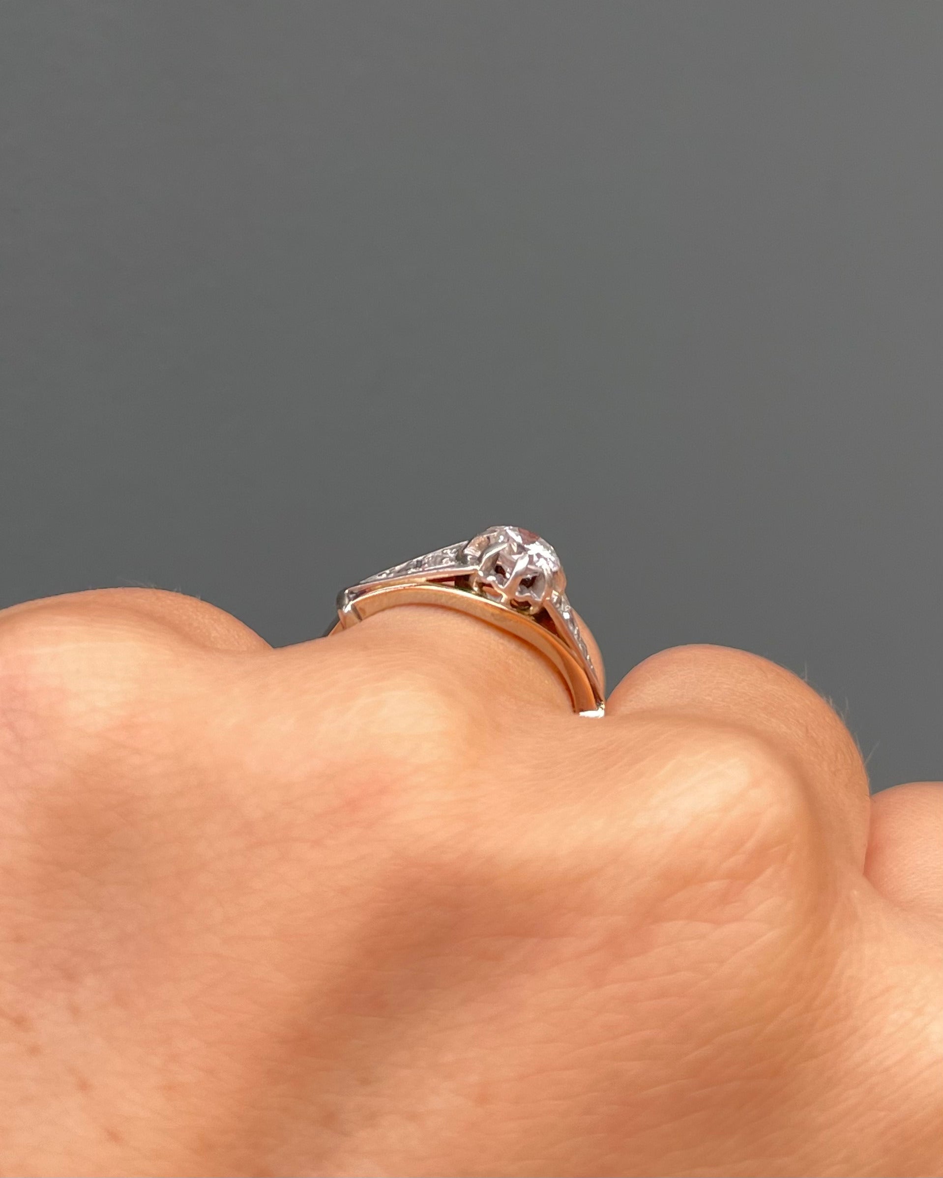 Art Deco Solitaire Ring Diamonds 0.49 carat "Romane"