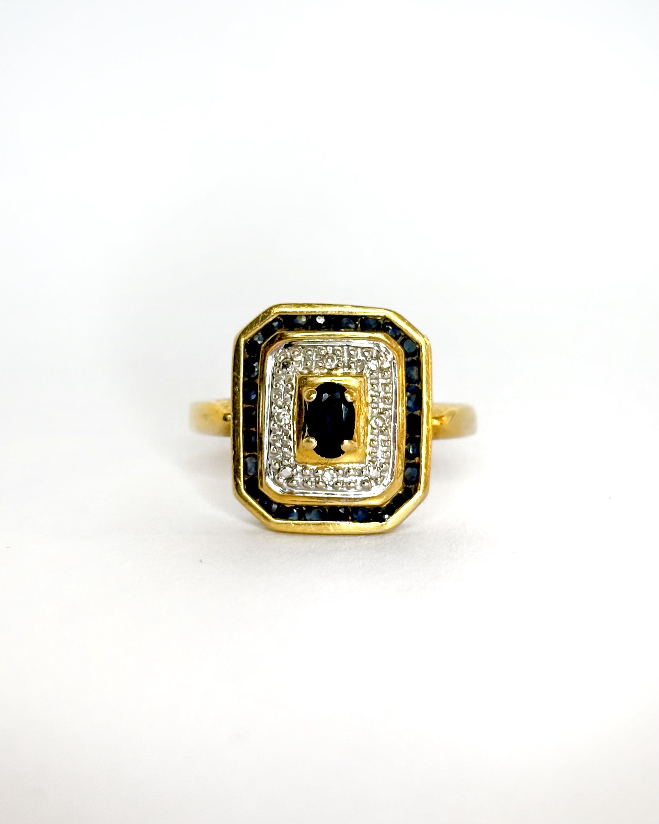 Bague Style Art Déco Saphirs 0.85 ct & 4 Diamants "Faustine"