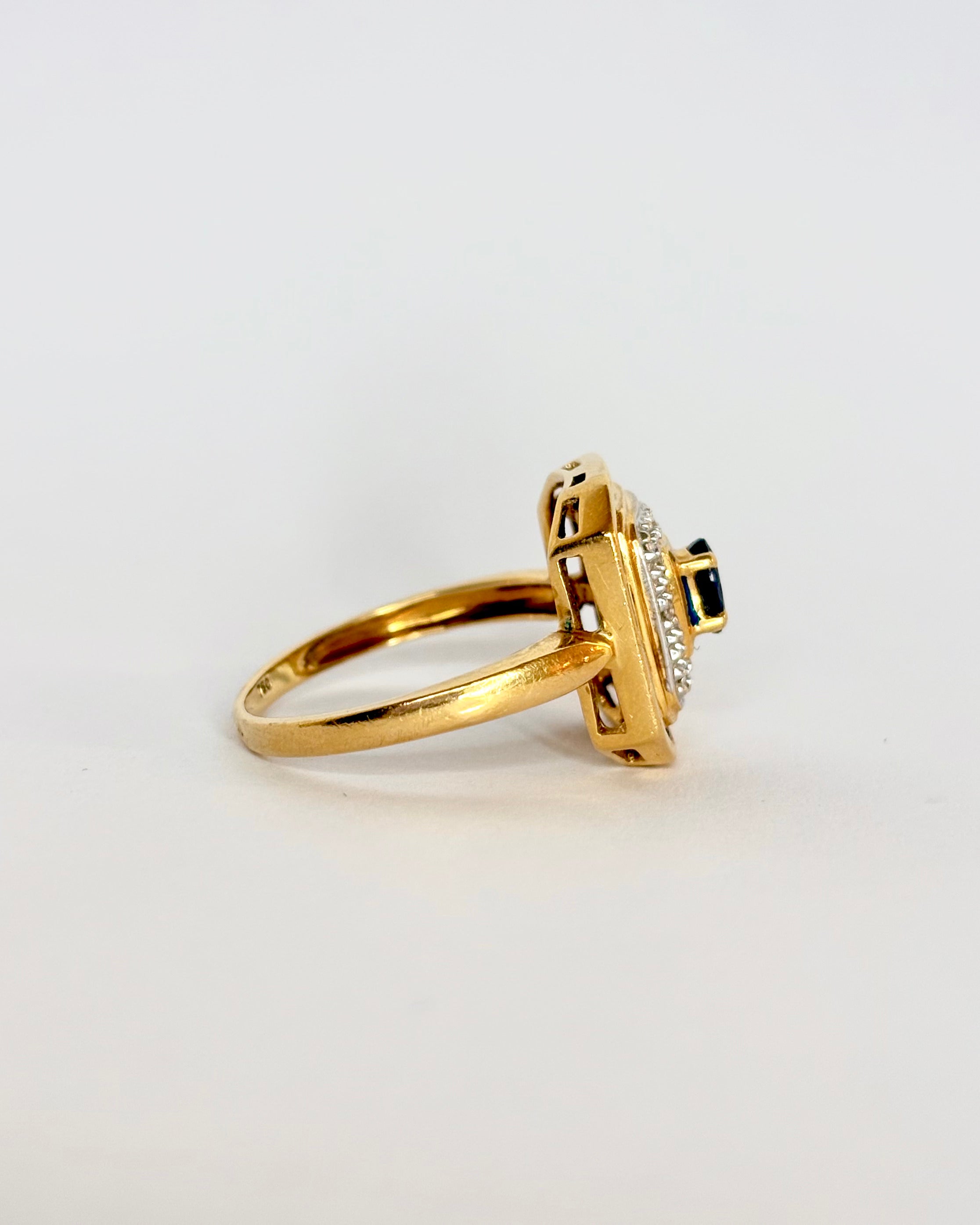 Bague Style Art Déco Saphirs 0.85 ct & 4 Diamants "Faustine"