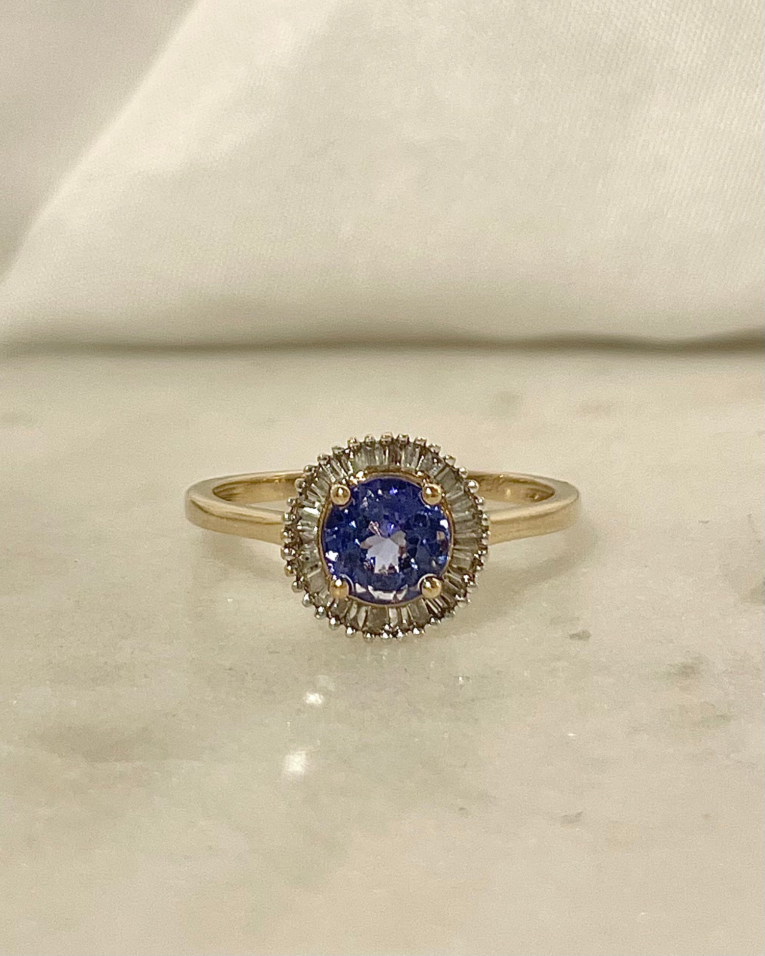 Bague Marguerite Tanzanite & Diamants baguette "Lelia"
