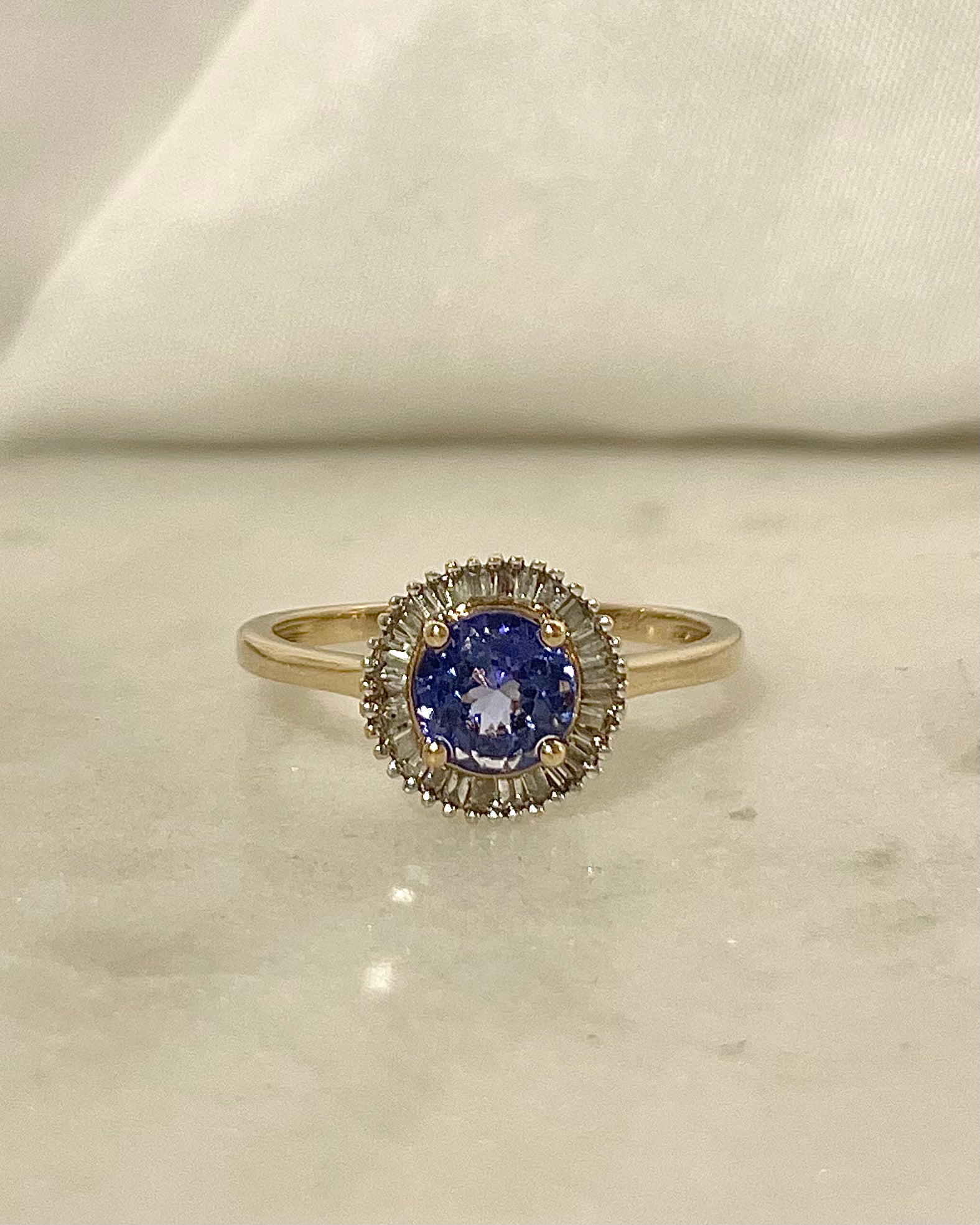 Bague Marguerite Tanzanite & Diamants baguette "Lelia"
