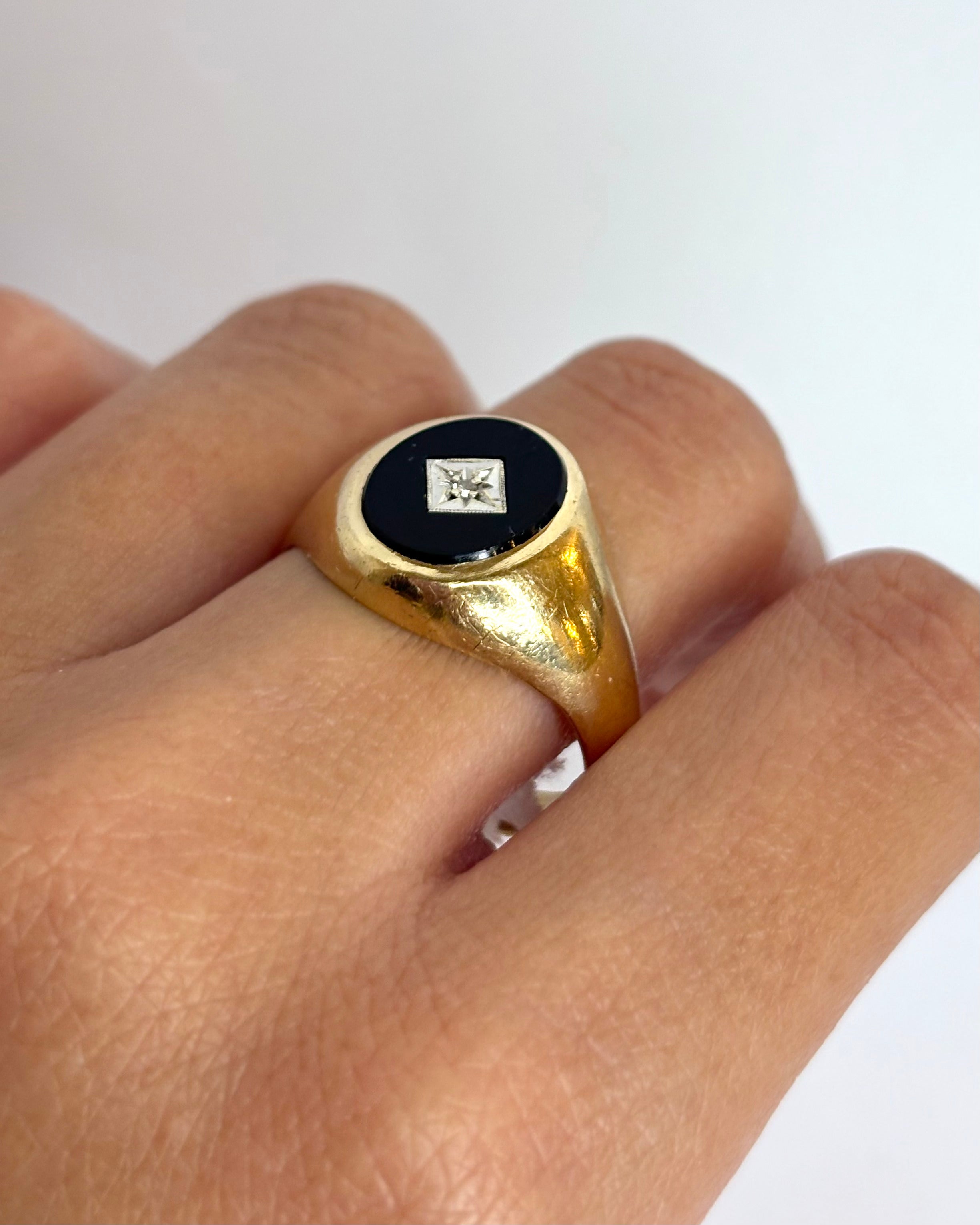 Chevalière Onyx & Diamant "Fanny"