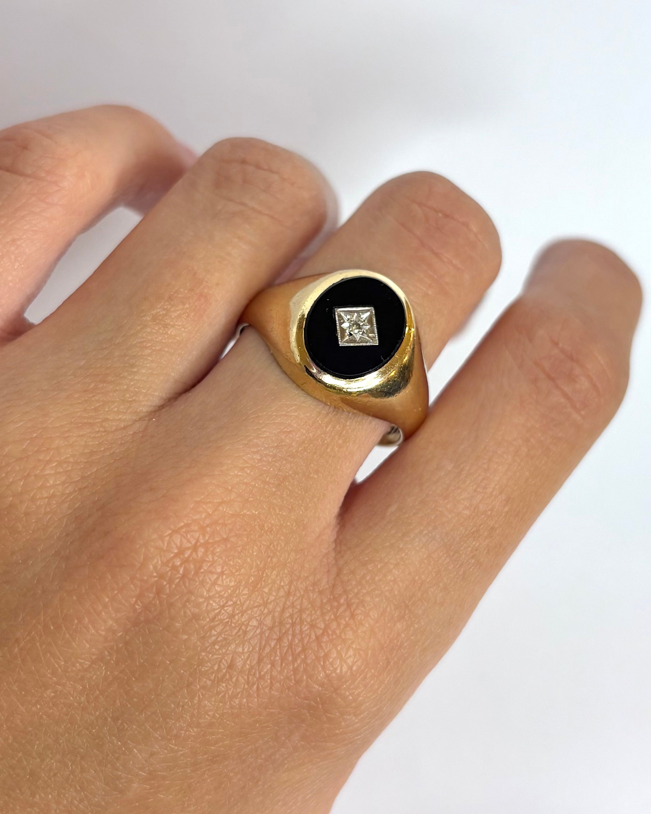 Chevalière Onyx & Diamant "Fanny"