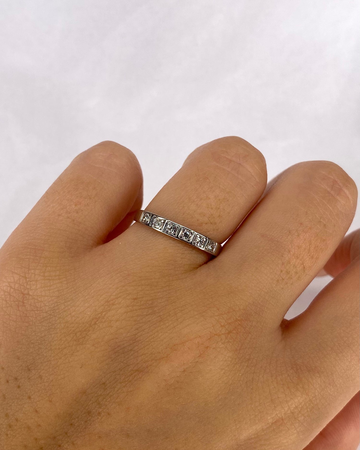 Demi-Alliance Art-déco 6 Diamants "Lilou"