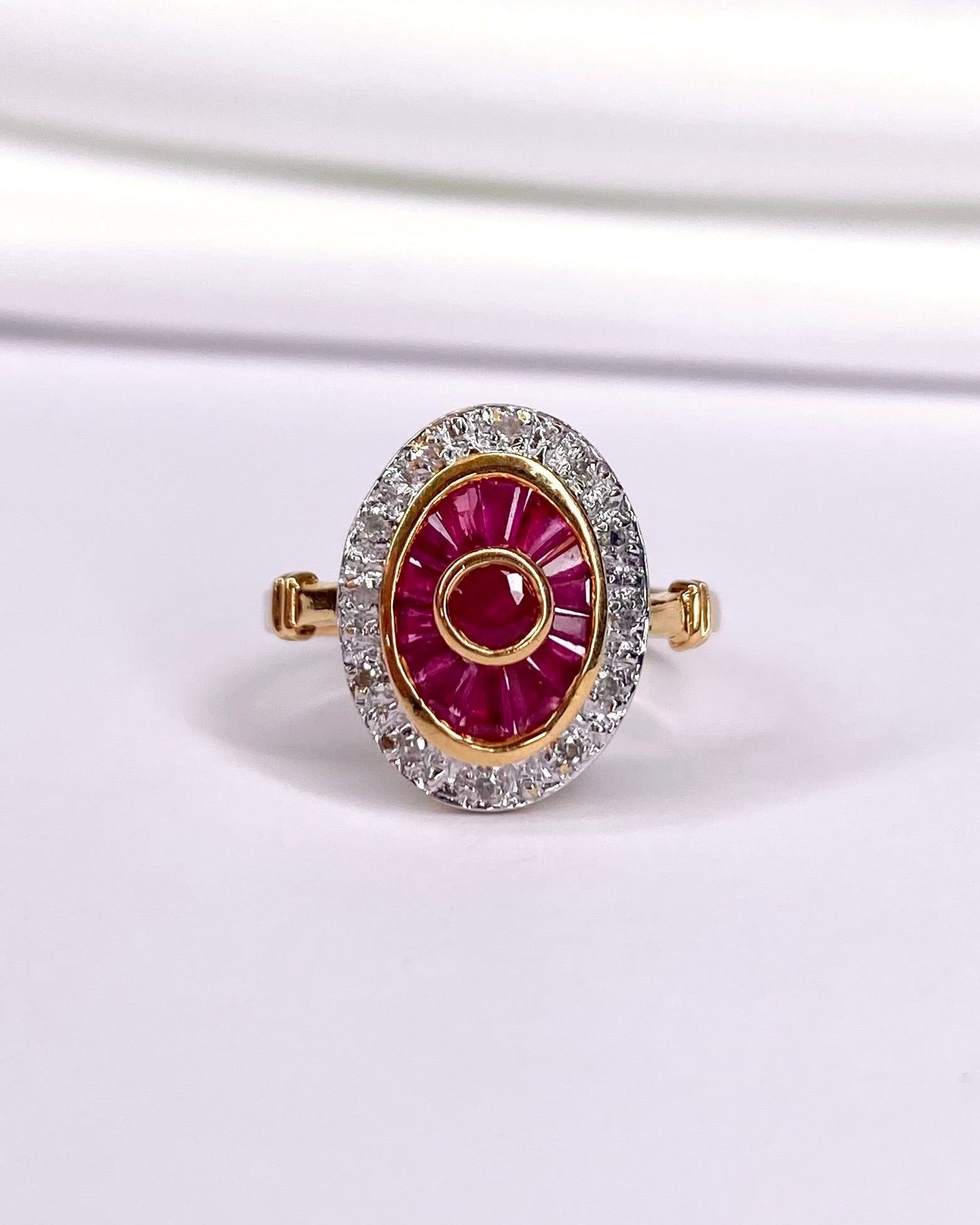 Bague style Art-déco Rubis & Diamants "Fiona"