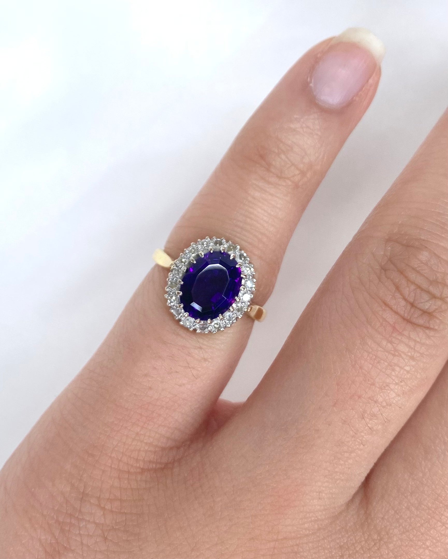 Bague Marguerite Améthyste 1.60 carat & Diamants "Amelia"