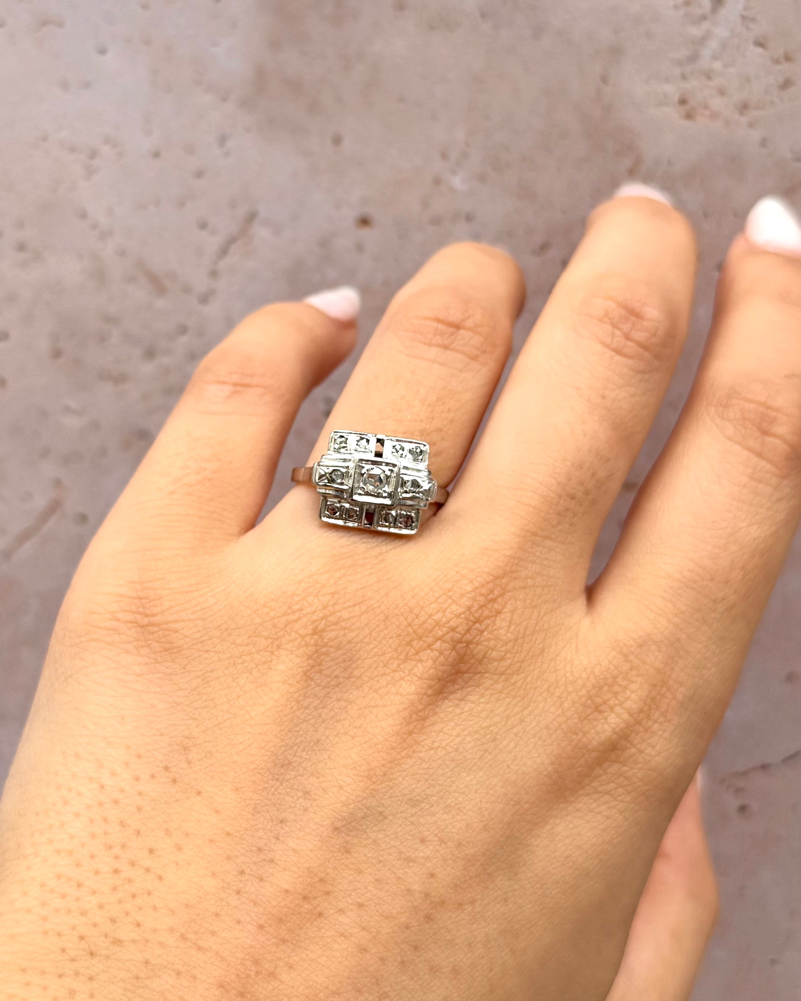 Anillo Art Déco con diamantes de 0,22 quilates "Georgina"